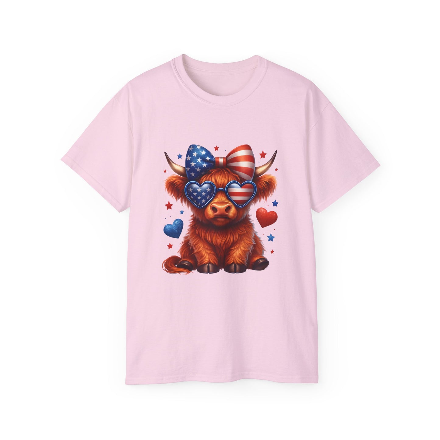 Highland Cow Patriotic Tee