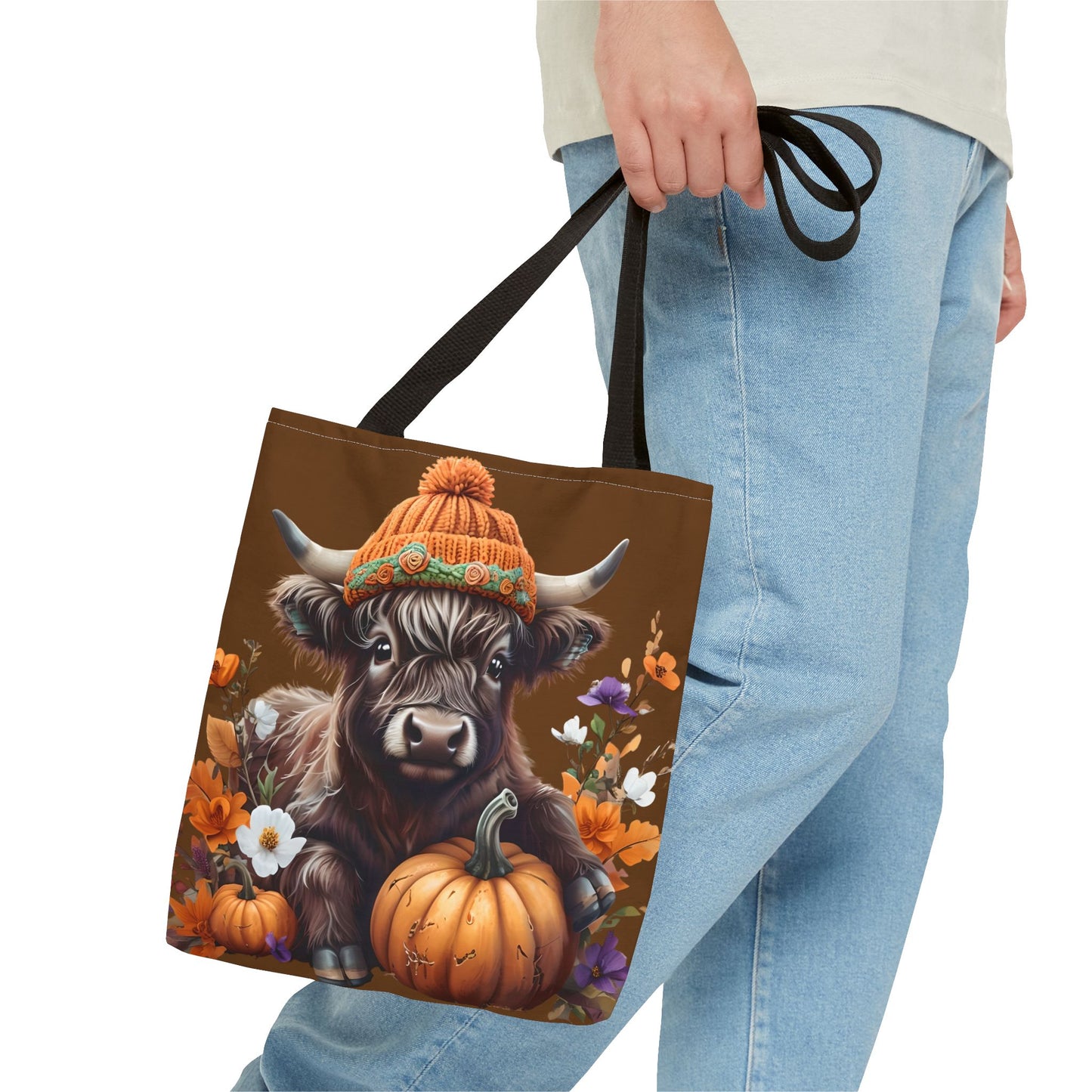 Adorable Cow Pumpkin Tote Bag, Fall Harvest Bag, Animal Lover Gift, Autumn Decor, Festival Essentials, Eco-Friendly Shopping