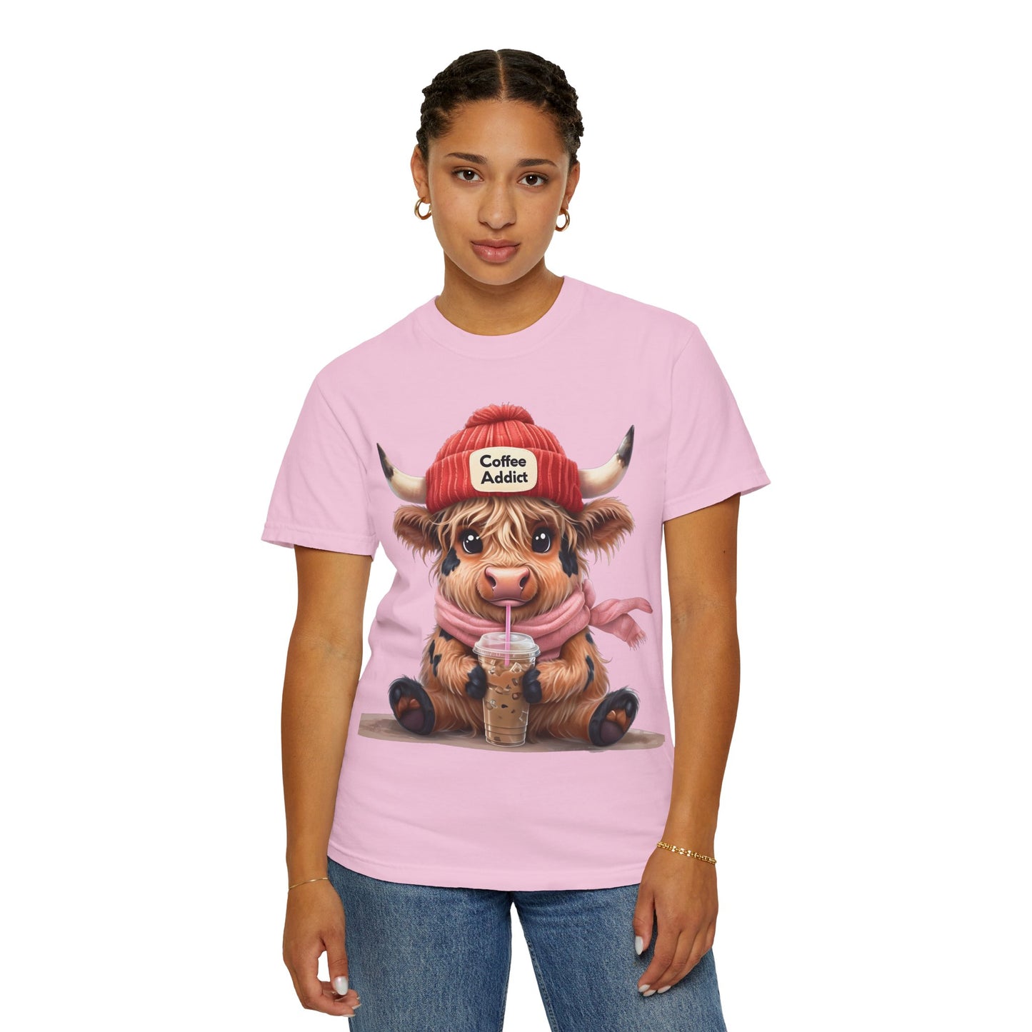 Coffee Addict Highland Cow T-shirt