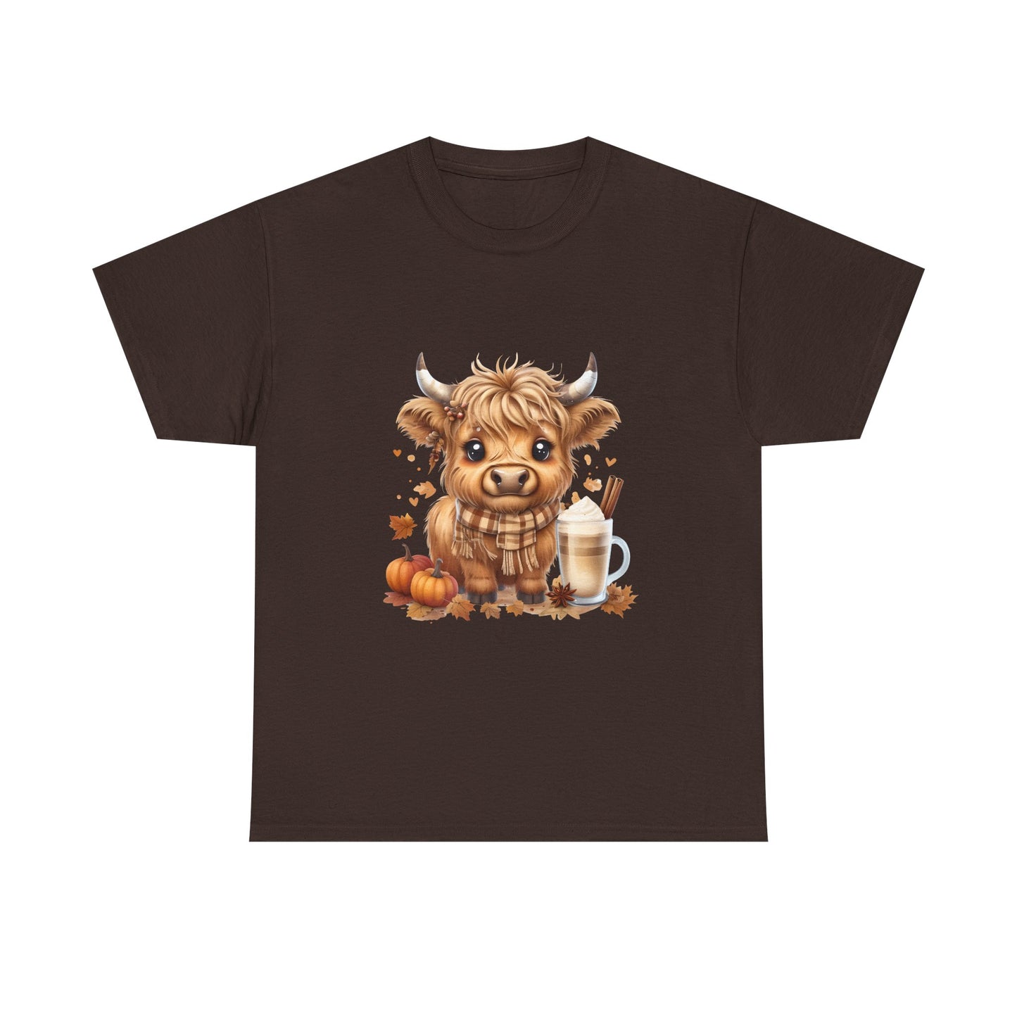 Cute Fall Harvest Cow Tee, Unisex Heavy Cotton T-Shirt, Autumn Shirt, Halloween Gift, Farm Animal Top, Cozy Seasonal Apparel