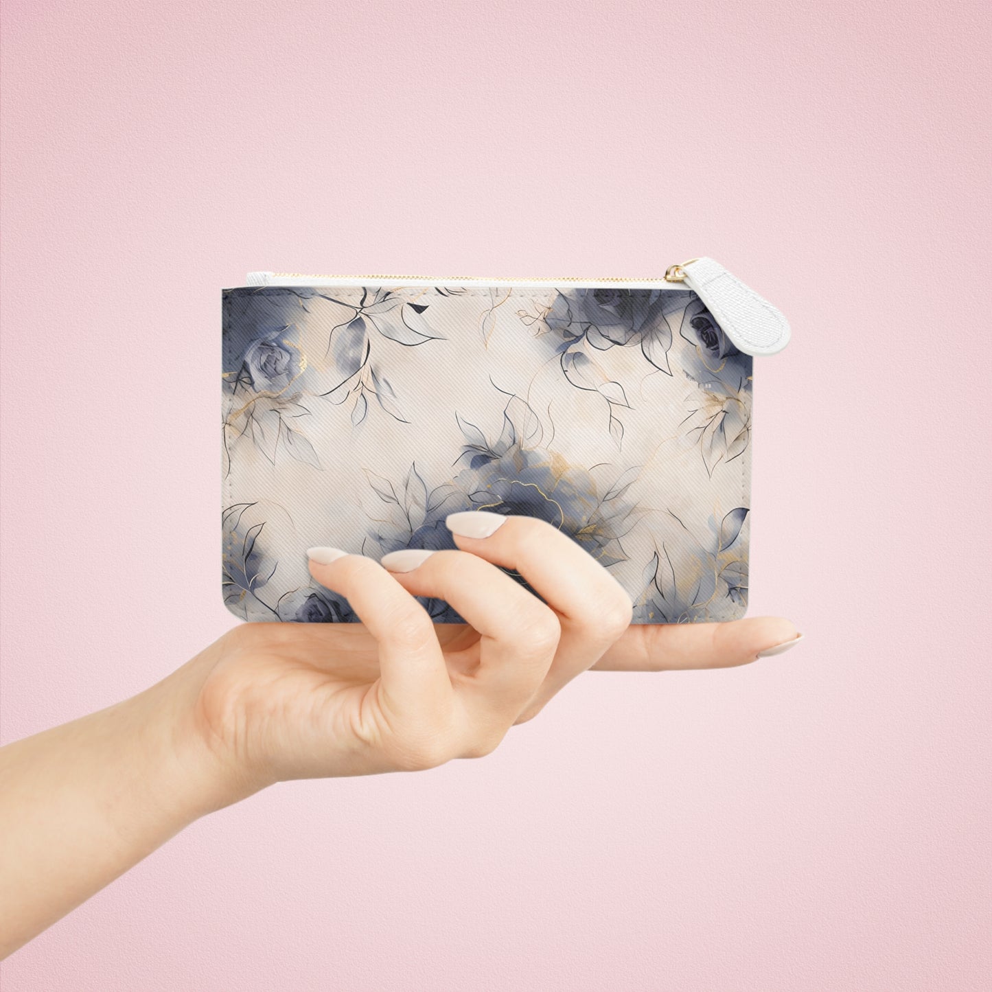 Elegant Floral Mini Clutch Bag, Travel Pouch, Makeup Organizer, Gift for Her, Fashion Accessory