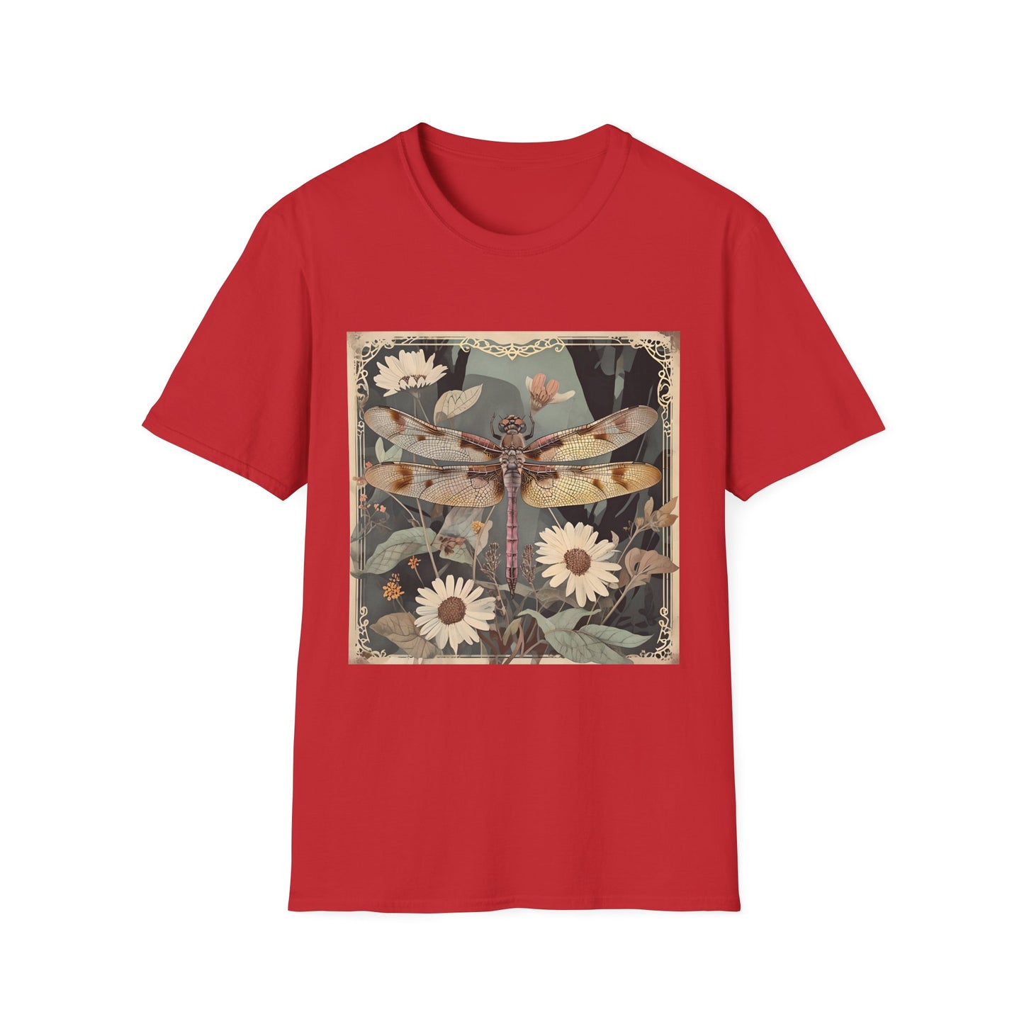 Nature-Inspired Unisex T-Shirt, Vintage Dragonfly & Floral Design, Eco-Friendly Gift, Boho Style, Perfect for Nature Lovers