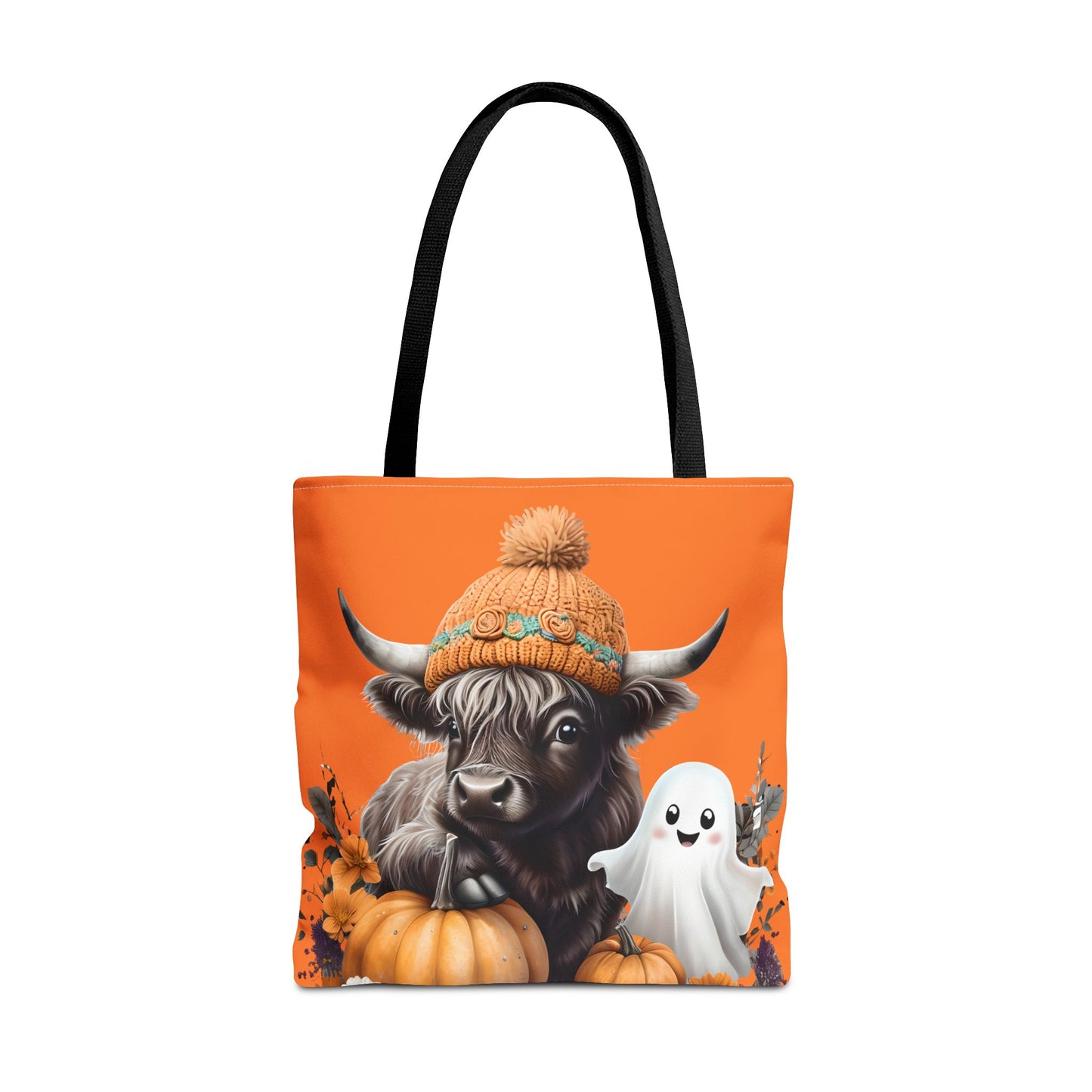 Halloween Cow Ghost Tote Bag, Cute Fall Canvas, Pumpkin Lover's Bag, Trick or Treat, Autumn Decor, Unique Gift Idea