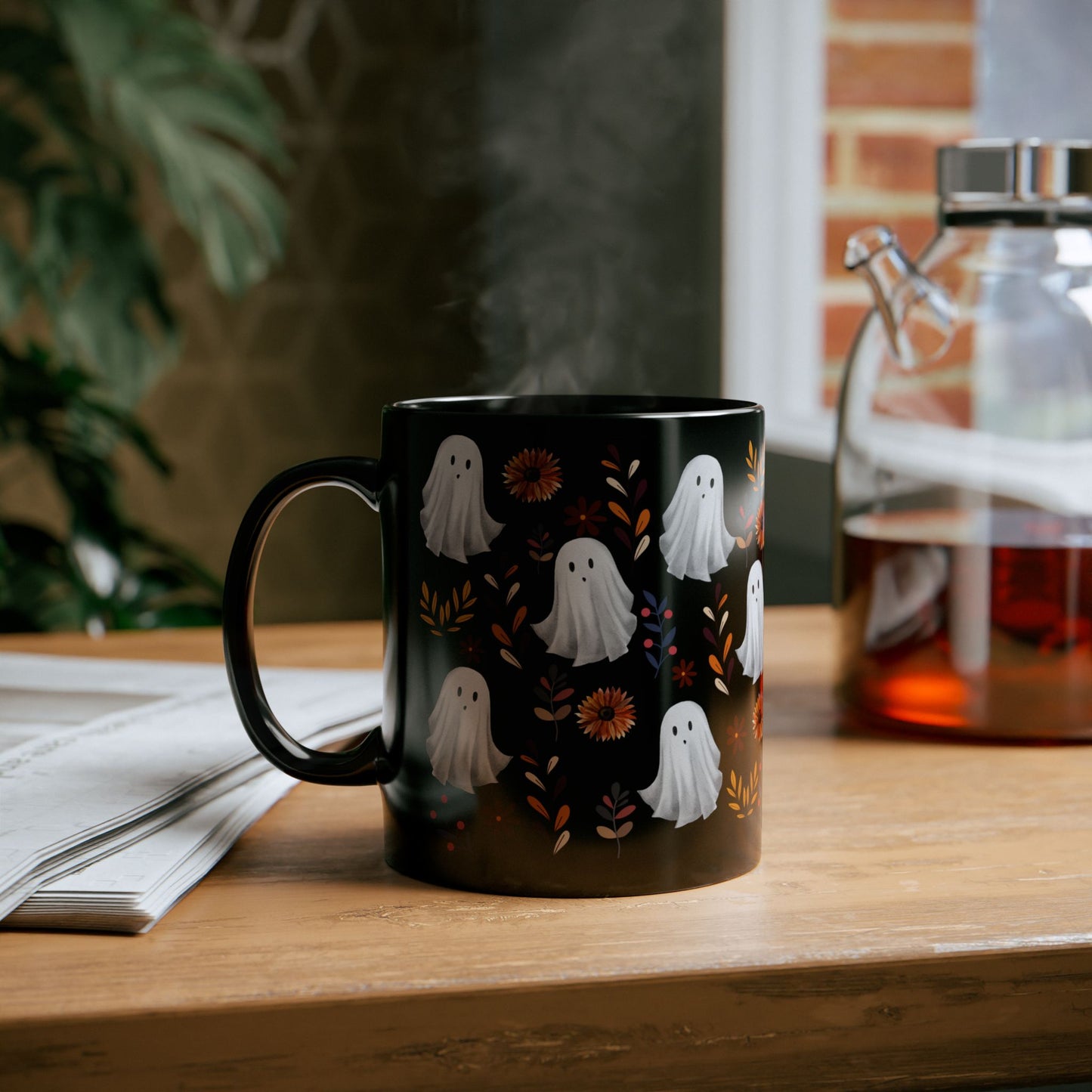 Halloween Ghost Mug, Cute Ceramic Cup, Fall Decor, Gift for Spooky Season Lovers, Coffee, Tea, Autumn Atmosphere