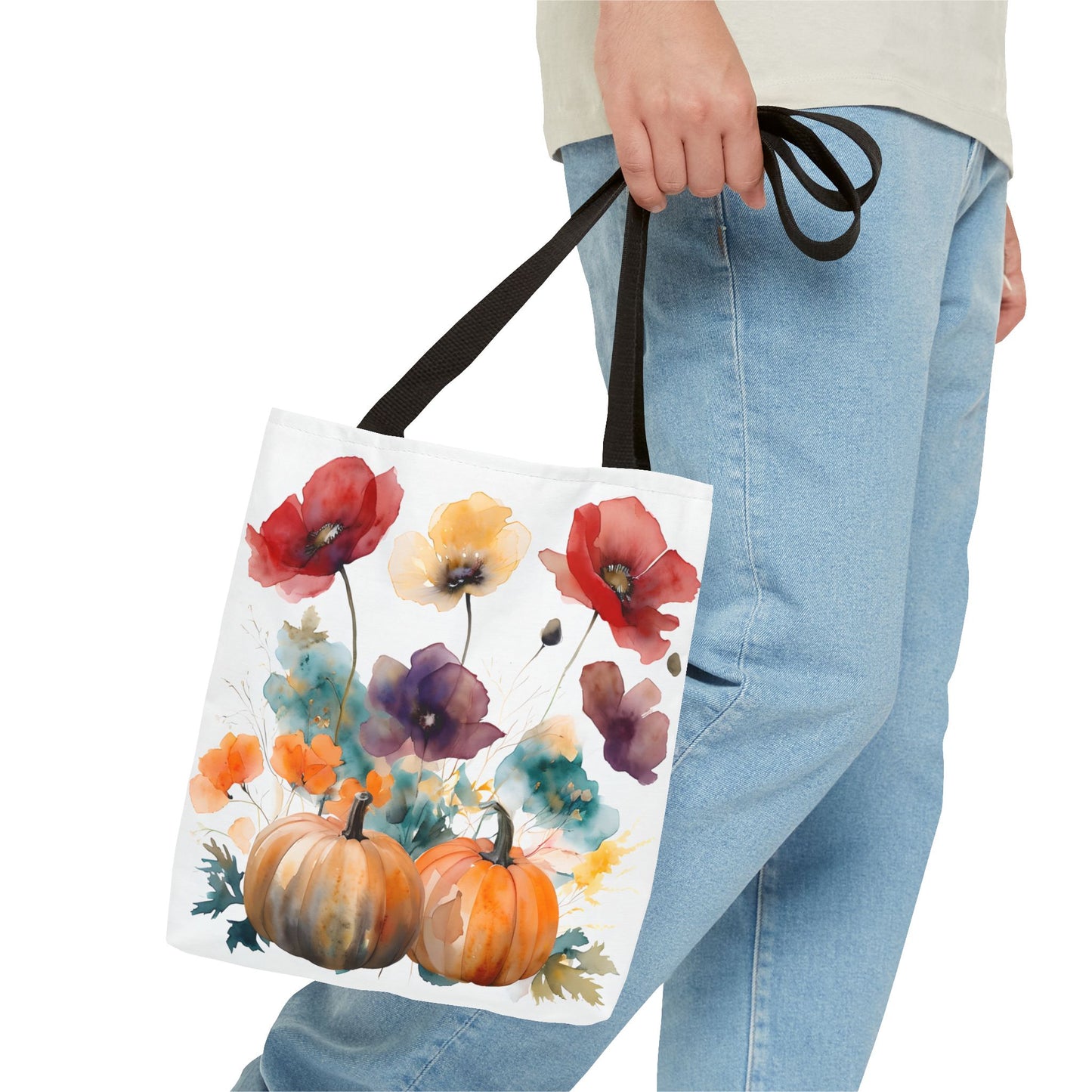 Autumn Floral Tote Bag, Fall Shopper, Flower Gift Bag, Eco-Friendly Carryall, Seasonal Market Tote - Perfect for Thanksgiving & Everyday Use