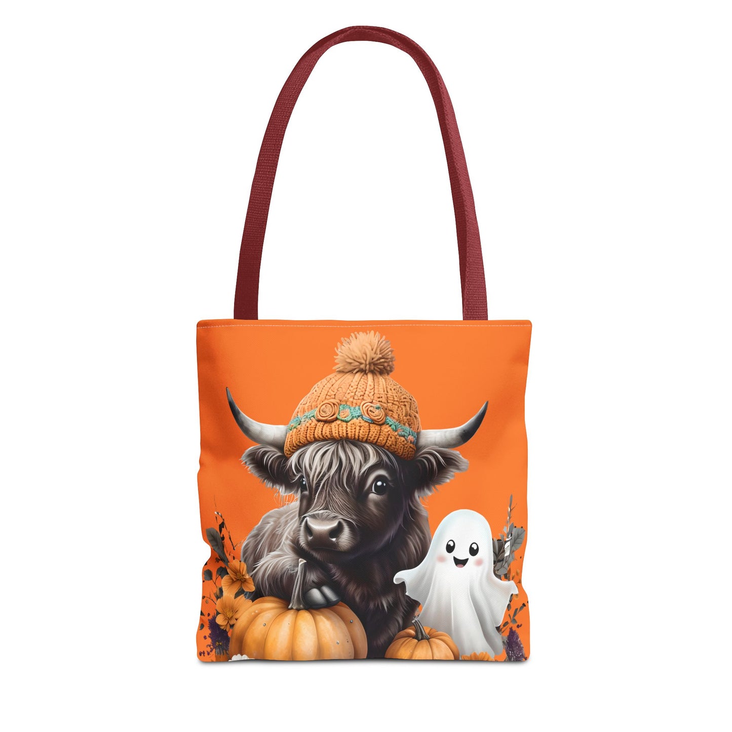 Halloween Cow Ghost Tote Bag, Cute Fall Canvas, Pumpkin Lover's Bag, Trick or Treat, Autumn Decor, Unique Gift Idea