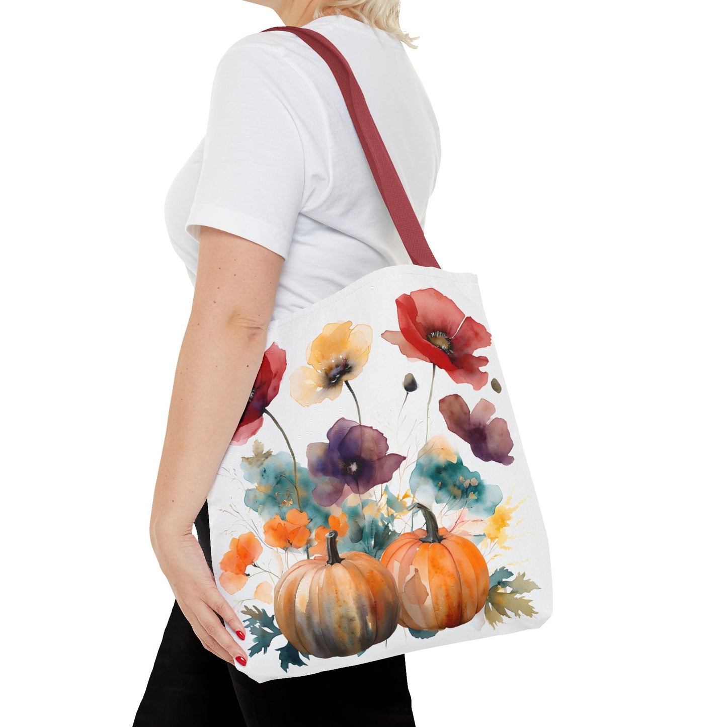 Autumn Floral Tote Bag, Fall Shopper, Flower Gift Bag, Eco-Friendly Carryall, Seasonal Market Tote - Perfect for Thanksgiving & Everyday Use