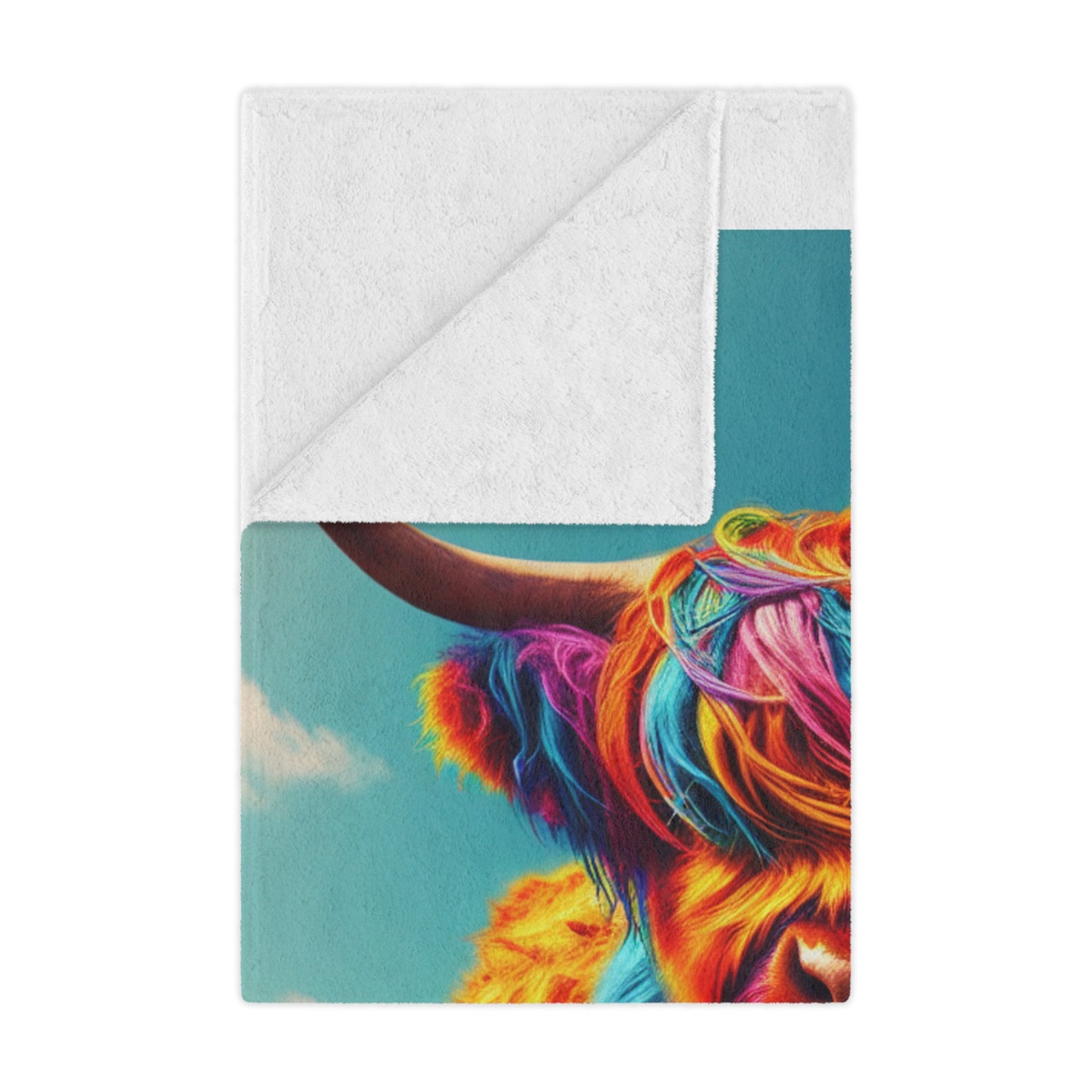 Colorful Highland Cow Minky Blanket - Soft Plush Cozy Throw, Unique Cow Lover Gift, Farmhouse Decor, Animal Print Bedding, Winter Gift Idea