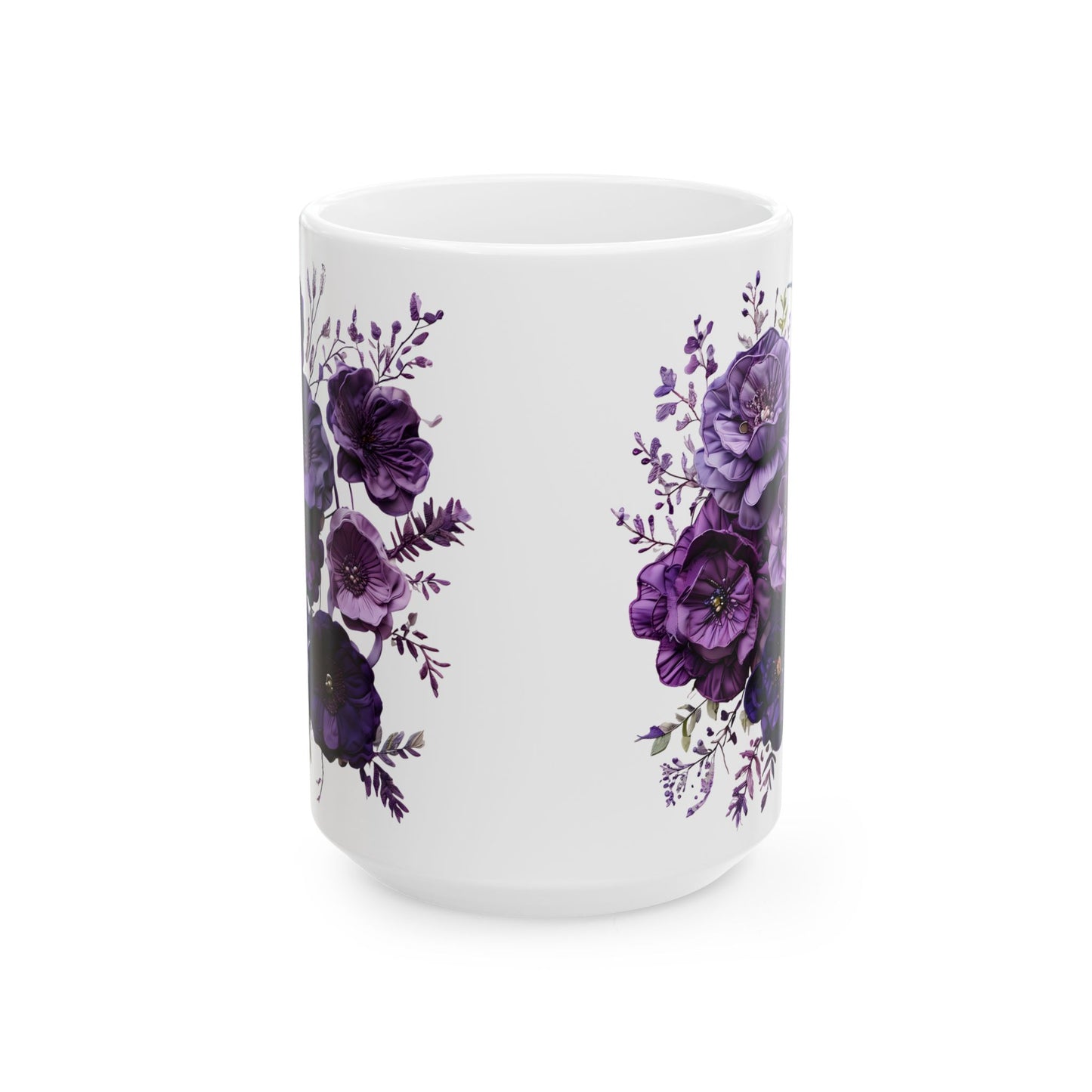 Floral Mug - Elegant 15oz Ceramic Mug, Perfect Gift for Nature Lovers