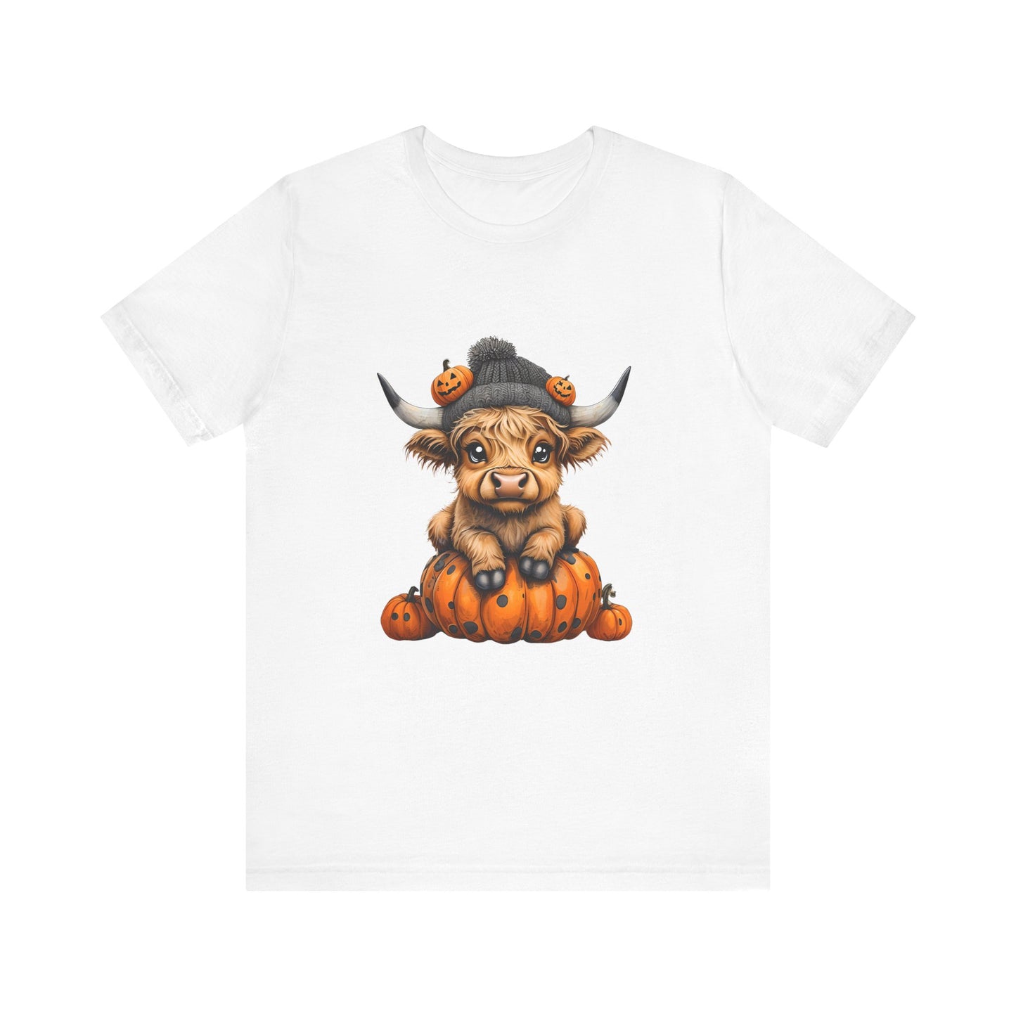 Adorable Halloween Cow T-Shirt, Cute Fall Tee, Pumpkin Farm Shirt, Gift for Animal Lovers, Unisex Halloween Jersey Tee