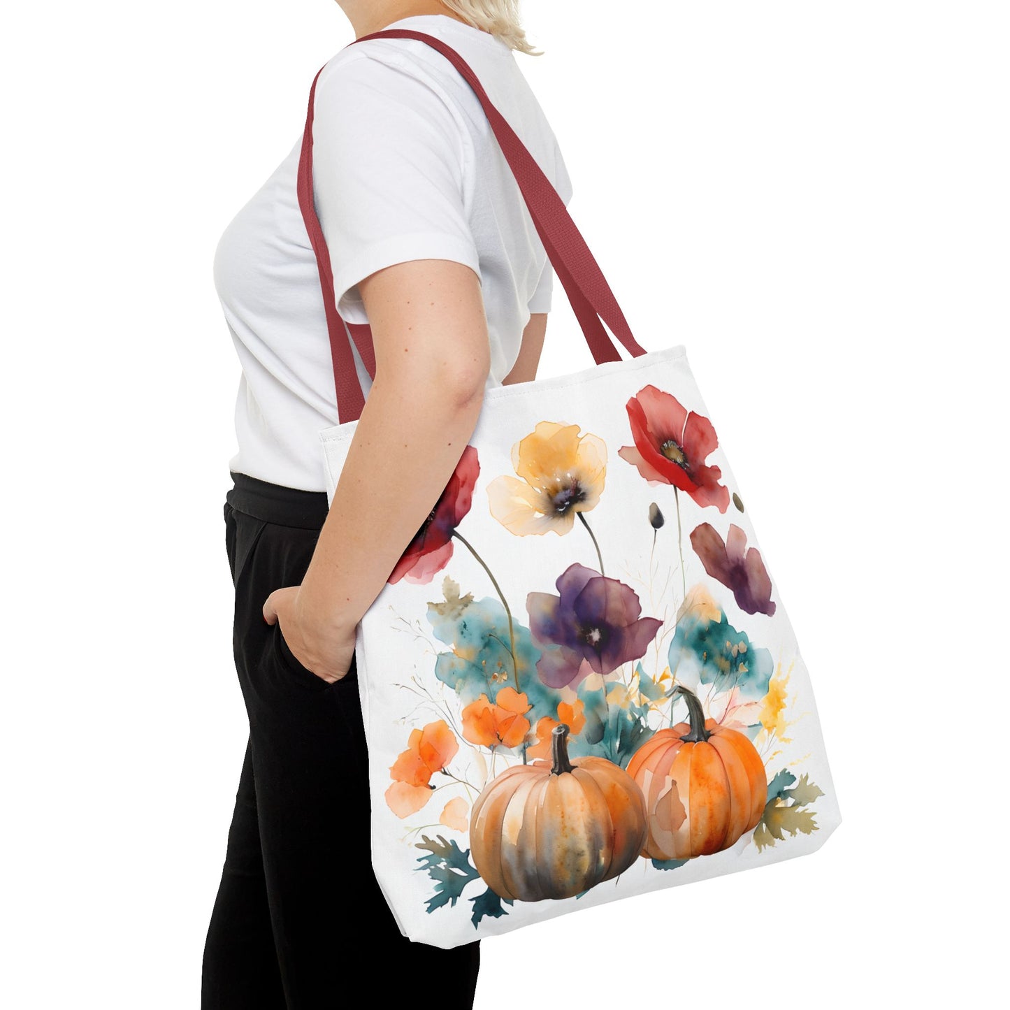 Autumn Floral Tote Bag, Fall Shopper, Flower Gift Bag, Eco-Friendly Carryall, Seasonal Market Tote - Perfect for Thanksgiving & Everyday Use