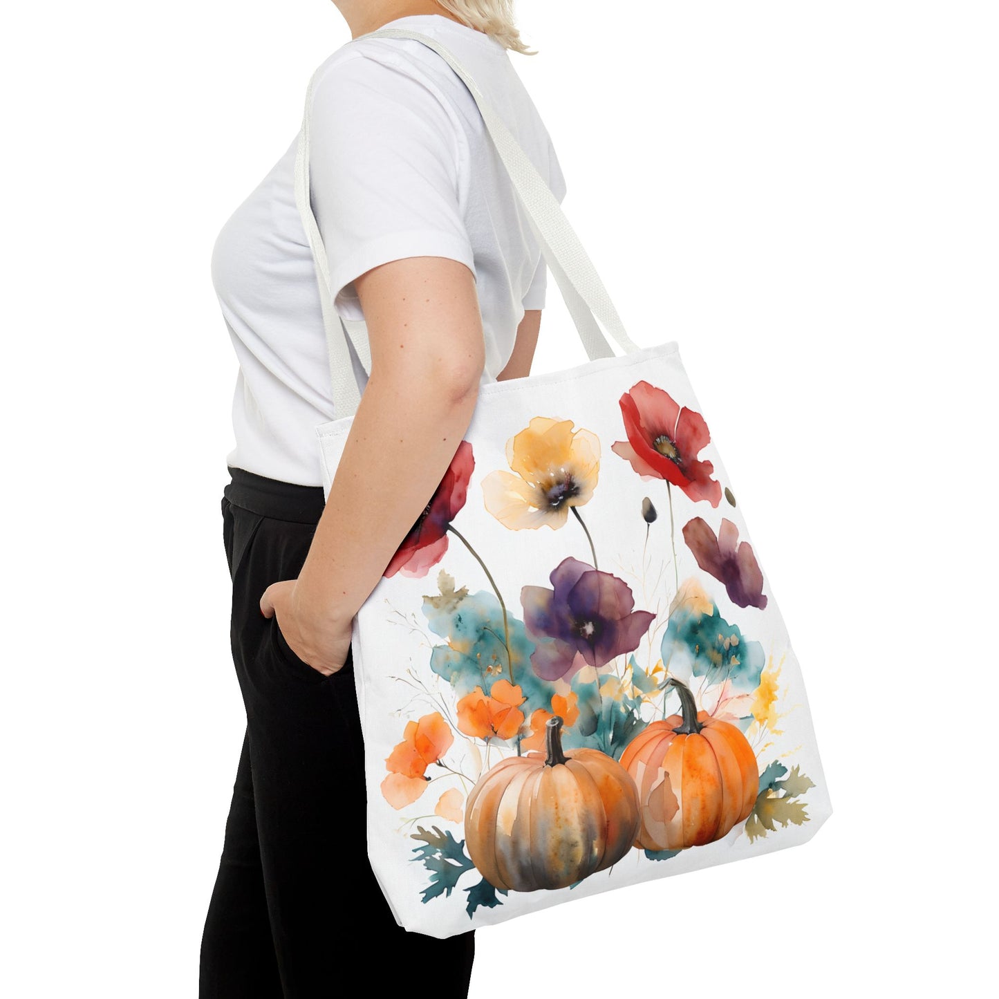 Autumn Floral Tote Bag, Fall Shopper, Flower Gift Bag, Eco-Friendly Carryall, Seasonal Market Tote - Perfect for Thanksgiving & Everyday Use