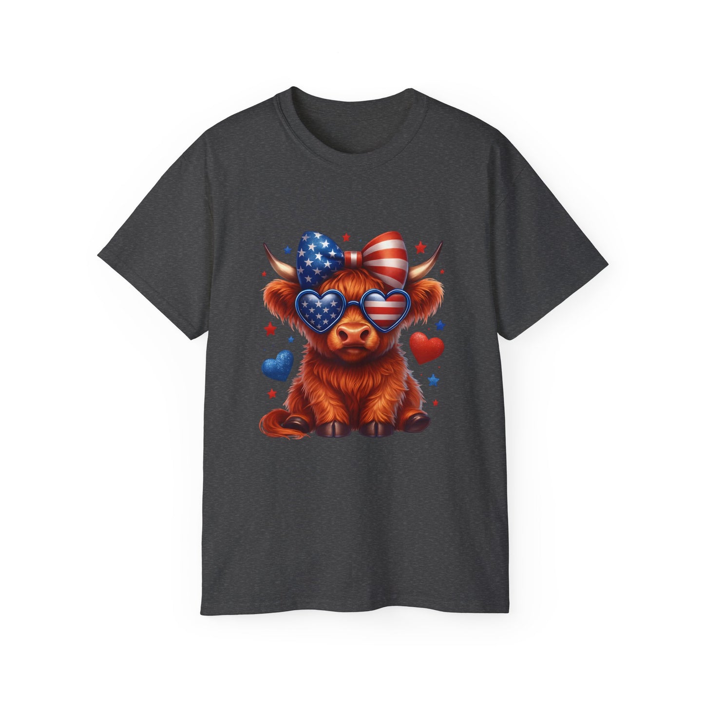 Highland Cow Patriotic Tee