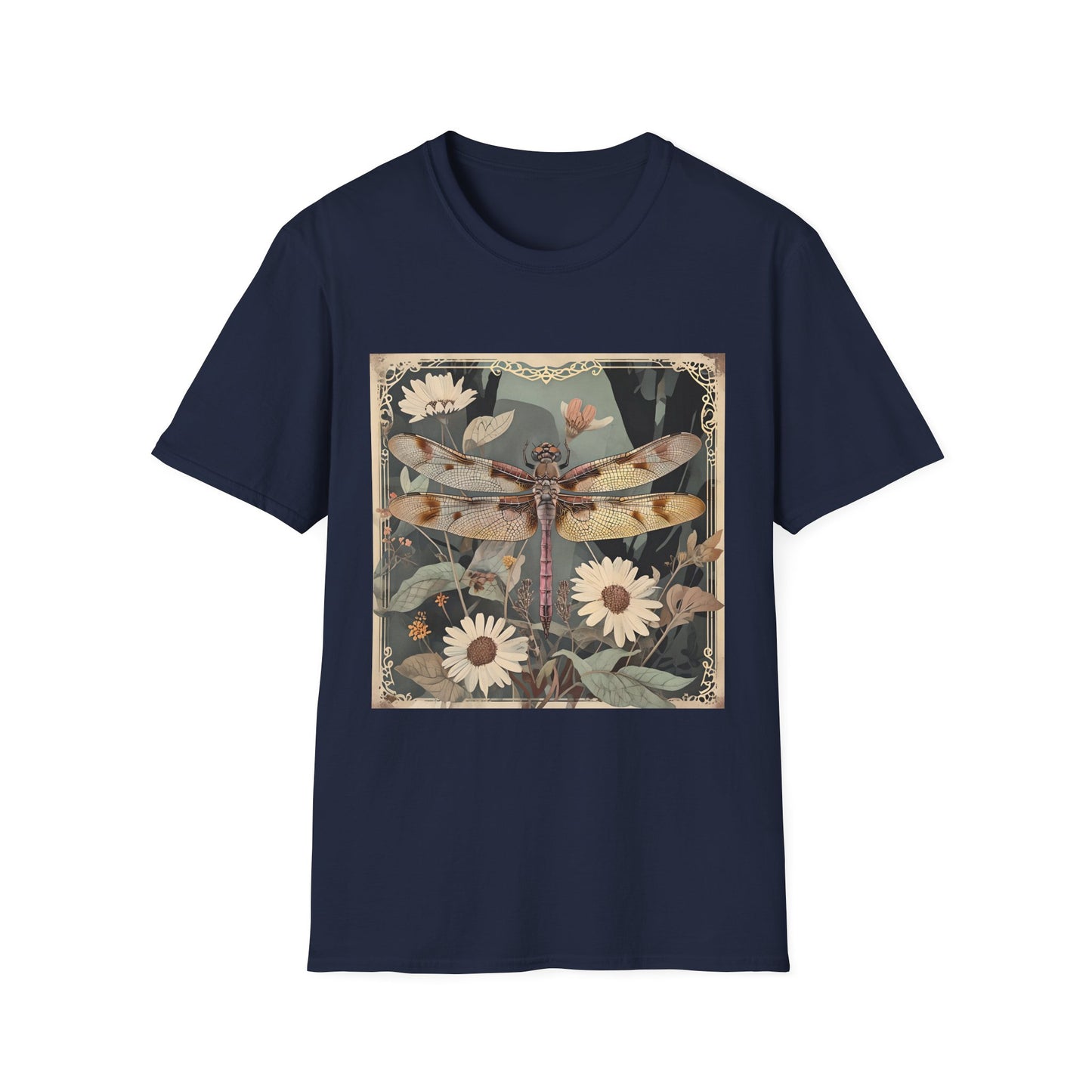 Nature-Inspired Unisex T-Shirt, Vintage Dragonfly & Floral Design, Eco-Friendly Gift, Boho Style, Perfect for Nature Lovers