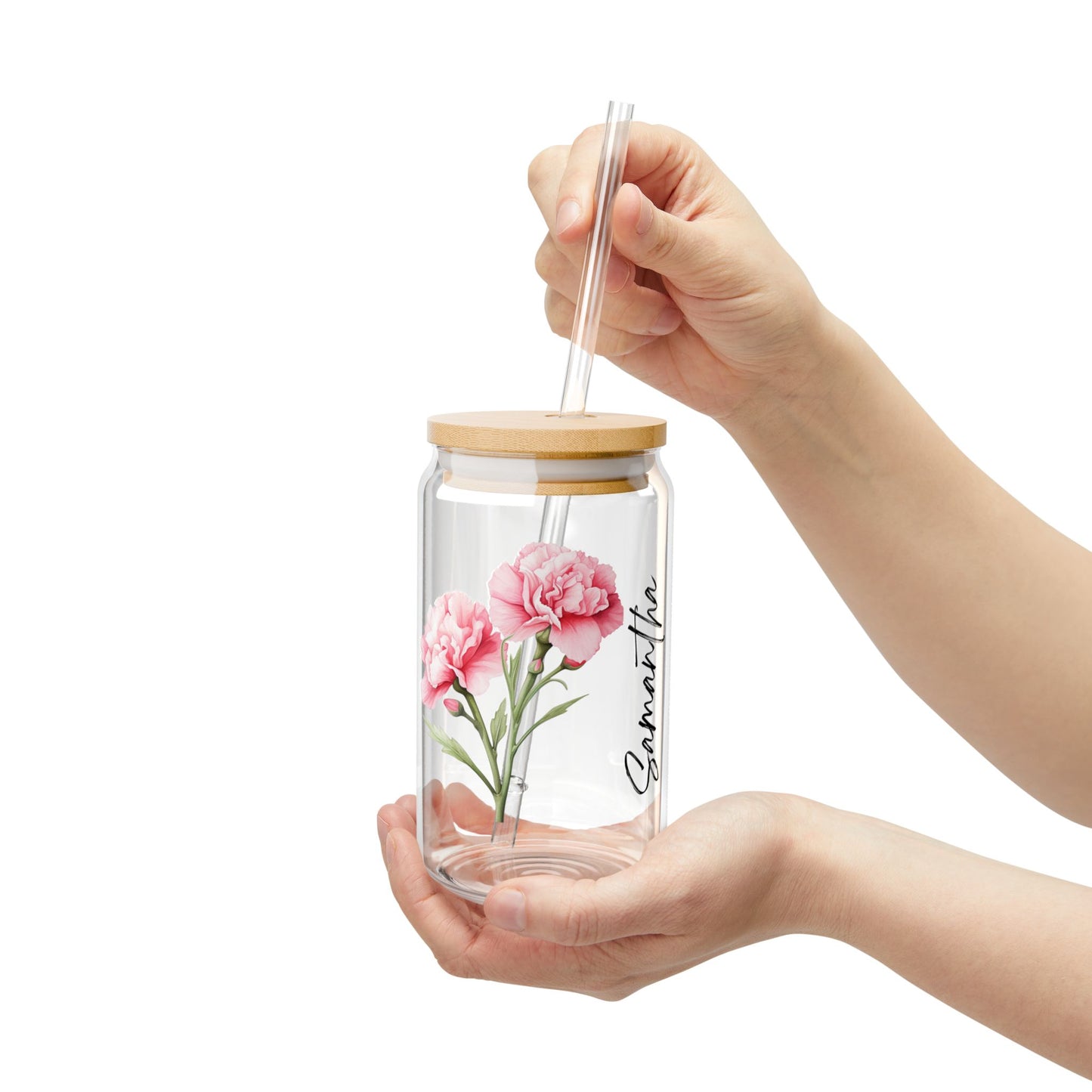 Personalized Birth Flower Sipper Glass