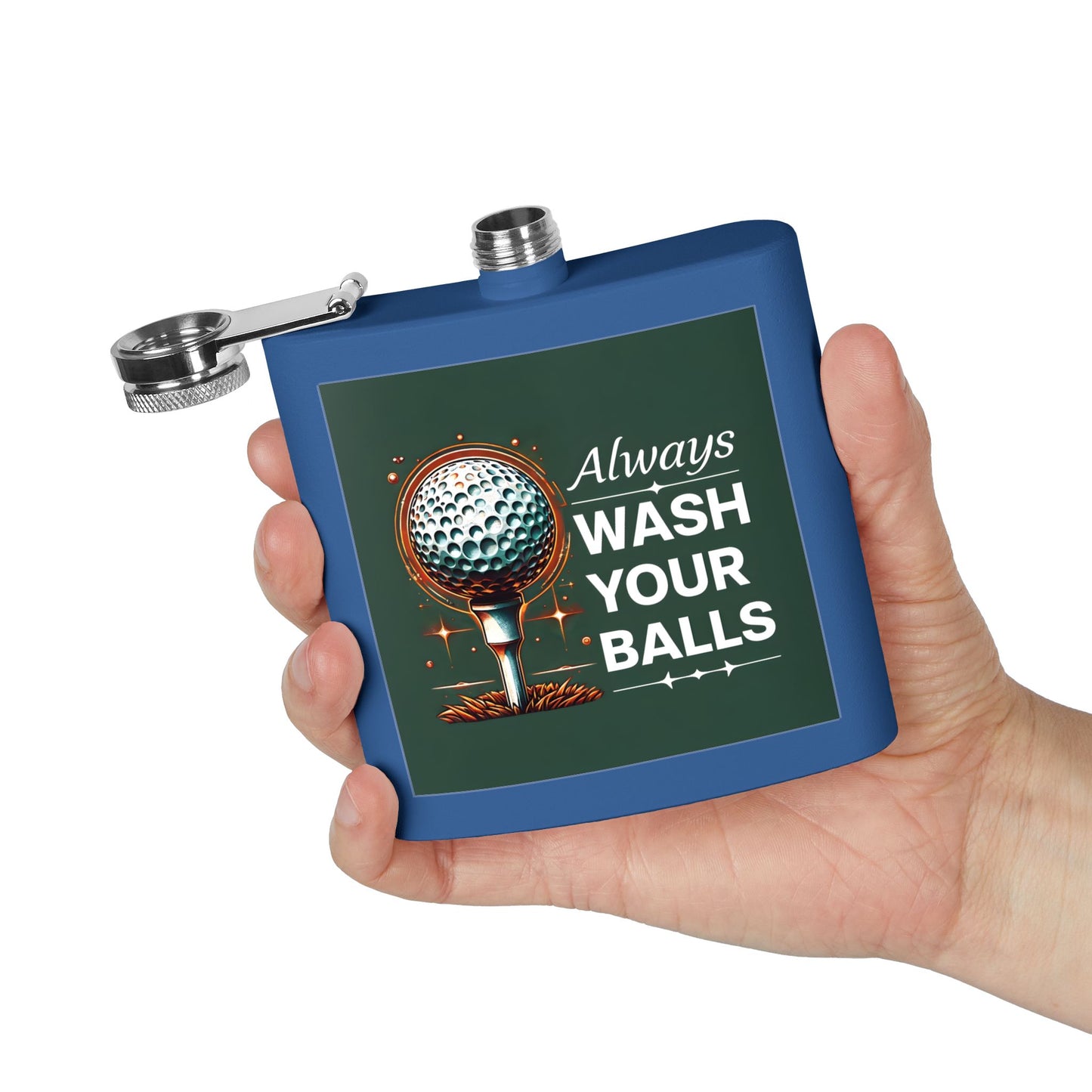 Golf-Inspired Stainless Steel Flask - Always Wash Your Balls