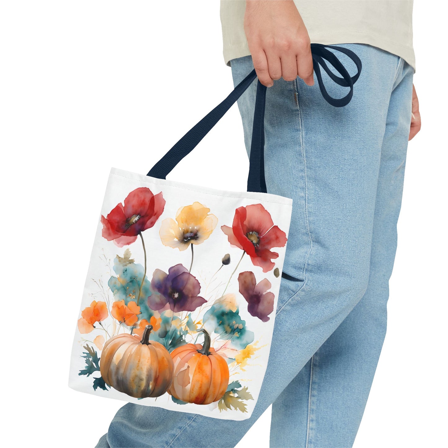 Autumn Floral Tote Bag, Fall Shopper, Flower Gift Bag, Eco-Friendly Carryall, Seasonal Market Tote - Perfect for Thanksgiving & Everyday Use