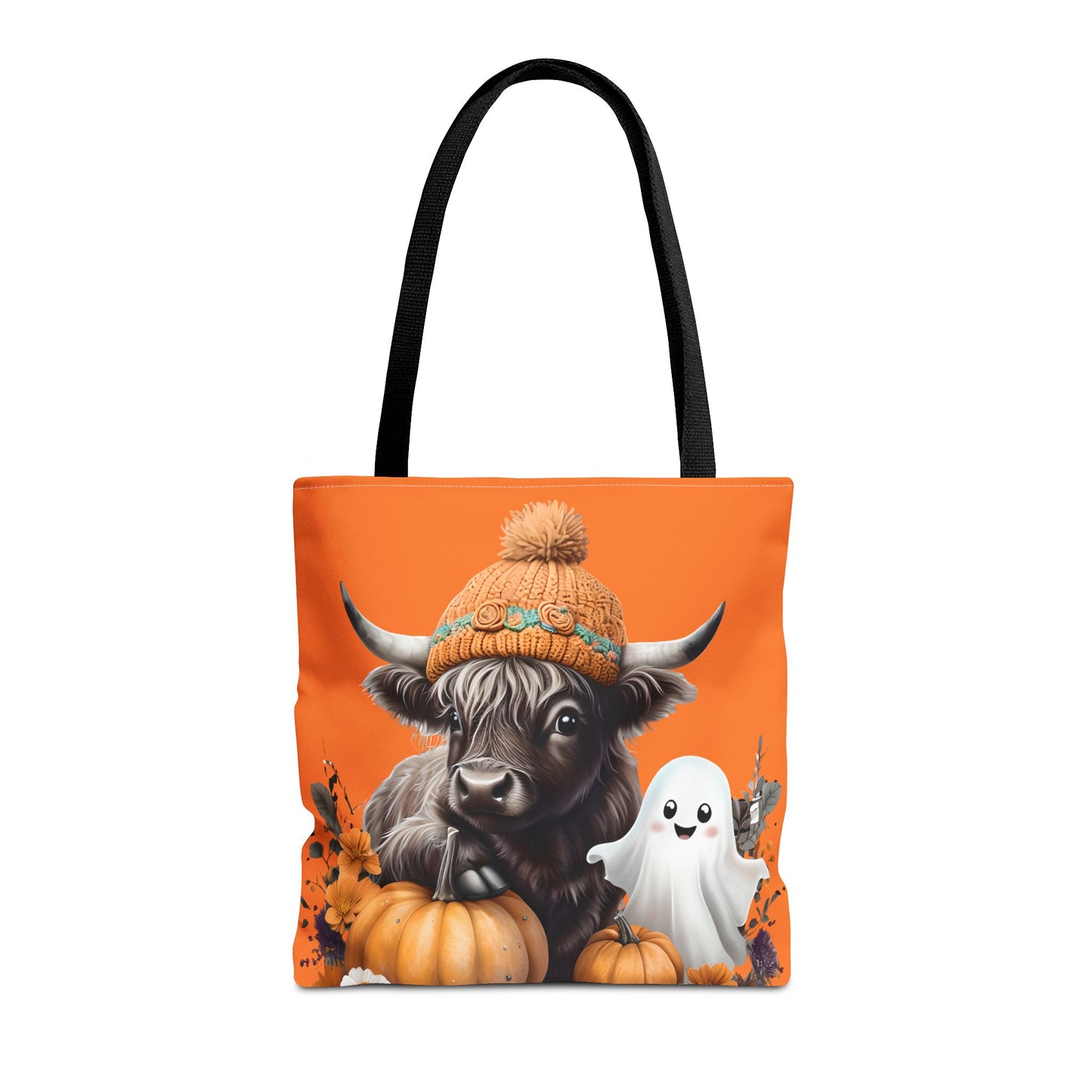 Halloween Cow Ghost Tote Bag, Cute Fall Canvas, Pumpkin Lover's Bag, Trick or Treat, Autumn Decor, Unique Gift Idea