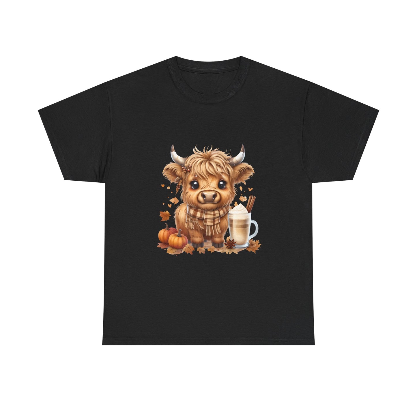 Cute Fall Harvest Cow Tee, Unisex Heavy Cotton T-Shirt, Autumn Shirt, Halloween Gift, Farm Animal Top, Cozy Seasonal Apparel