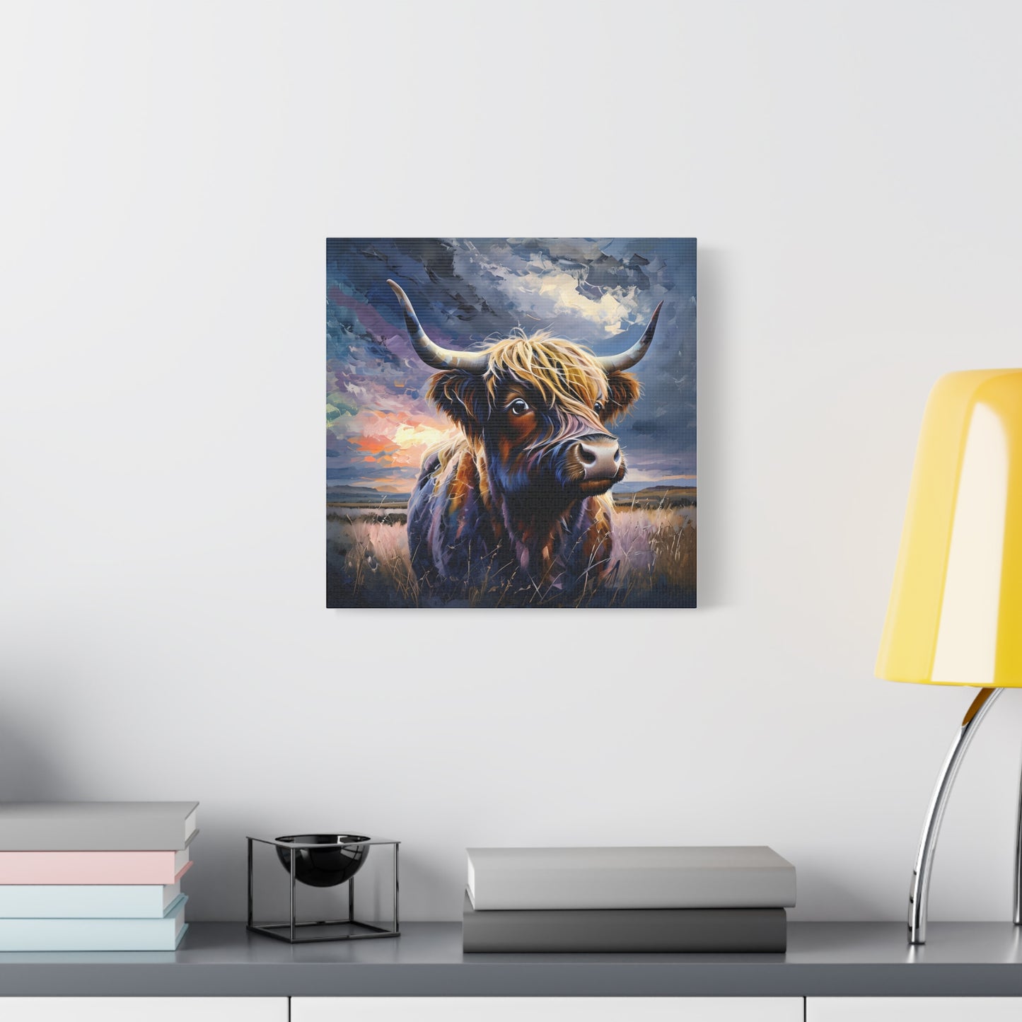 Canvas Print - Highland Cow on the plains