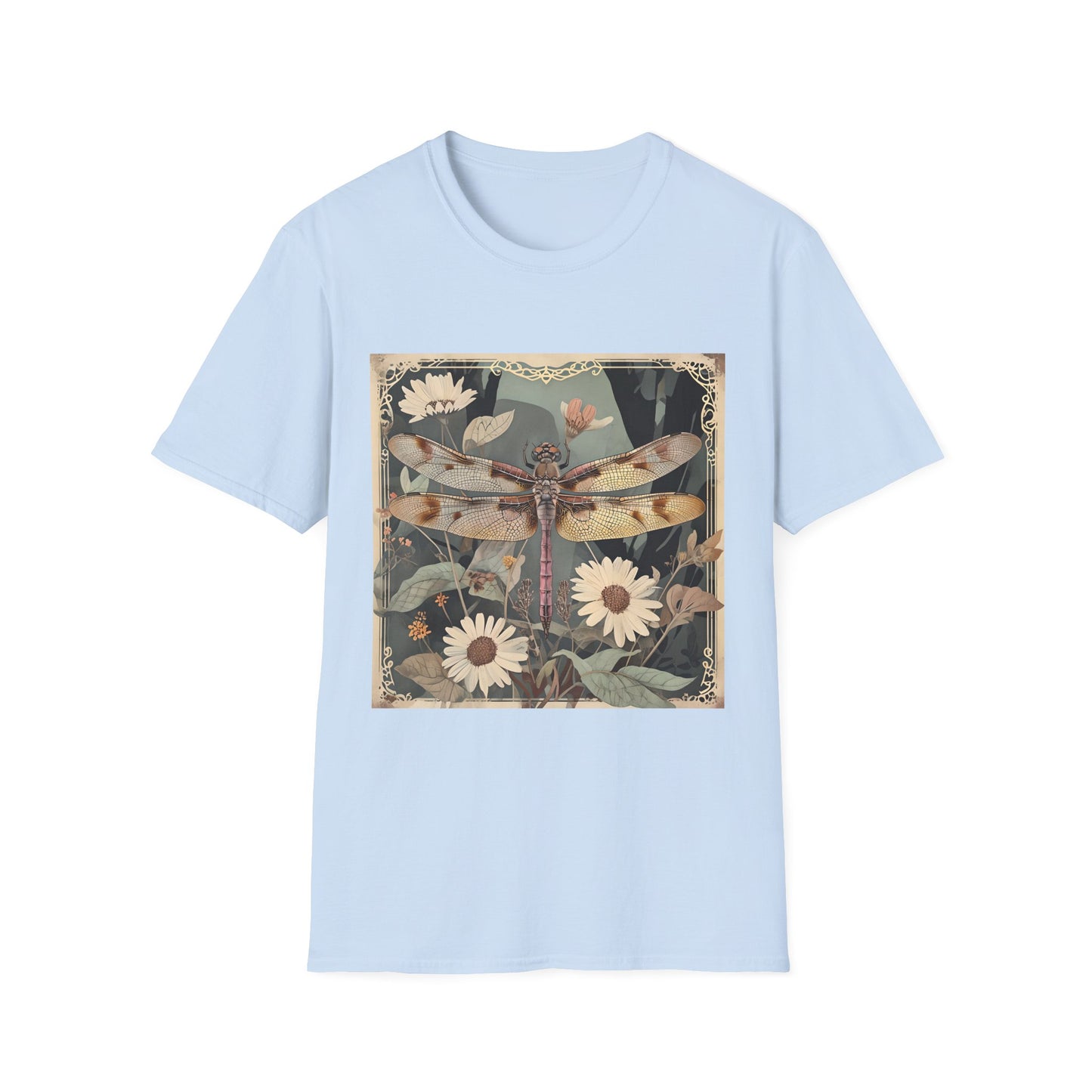 Nature-Inspired Unisex T-Shirt, Vintage Dragonfly & Floral Design, Eco-Friendly Gift, Boho Style, Perfect for Nature Lovers