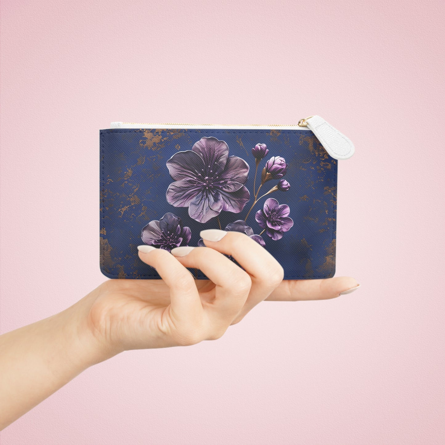 Elegant Floral Mini Clutch Bag, Handbag for Events, Makeup Pouch, Gift for Her, Purse Organizer