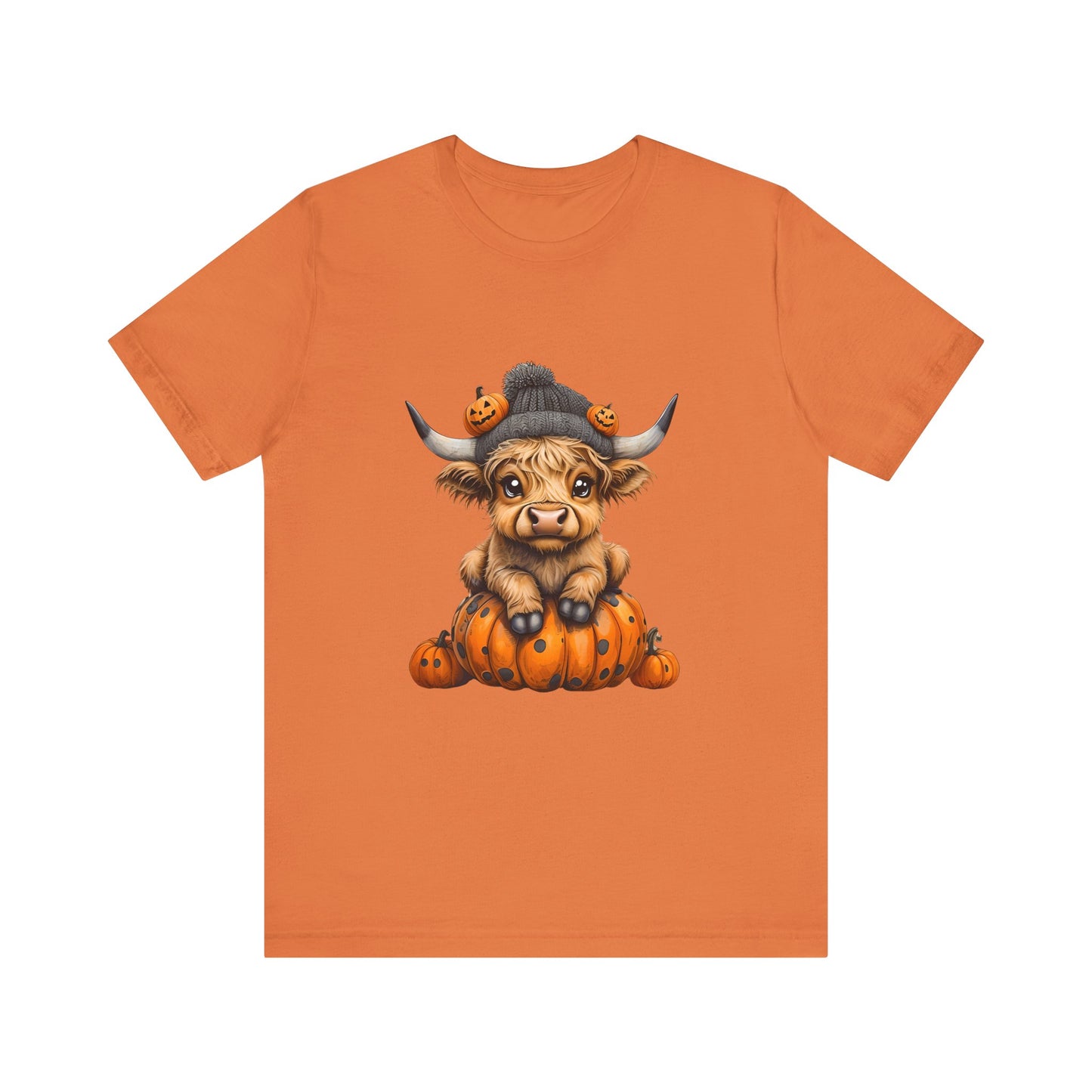 Adorable Halloween Cow T-Shirt, Cute Fall Tee, Pumpkin Farm Shirt, Gift for Animal Lovers, Unisex Halloween Jersey Tee