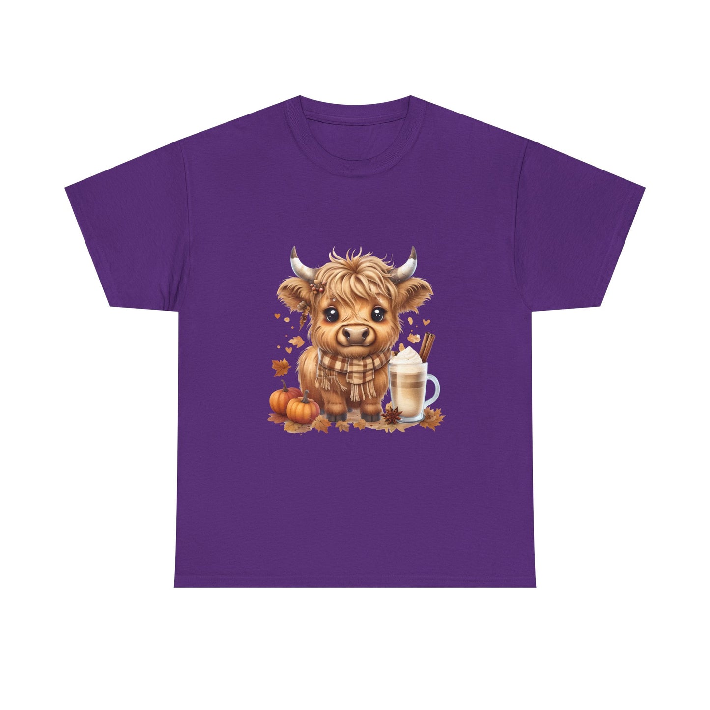 Cute Fall Harvest Cow Tee, Unisex Heavy Cotton T-Shirt, Autumn Shirt, Halloween Gift, Farm Animal Top, Cozy Seasonal Apparel