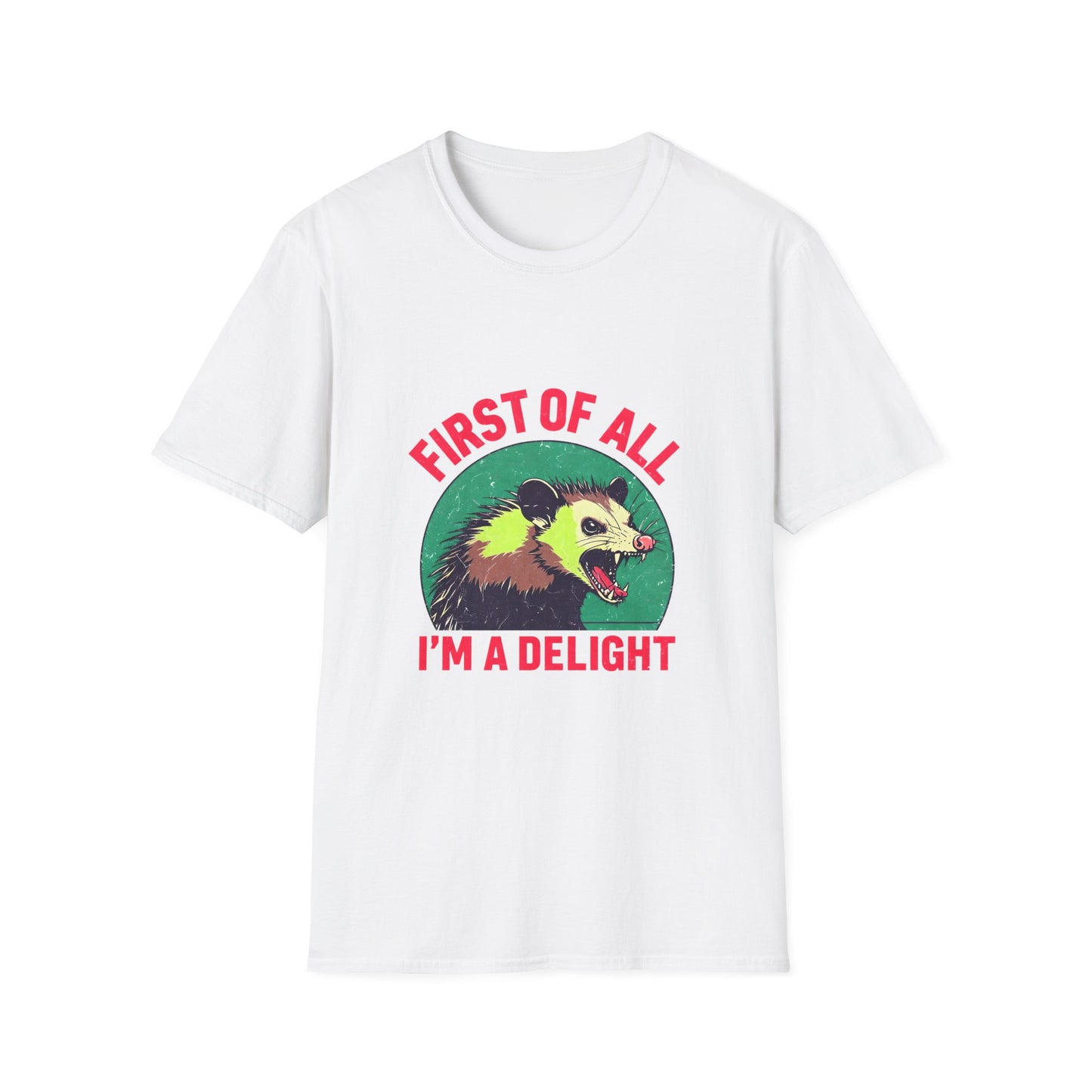 Playful Opossum T-Shirt, Fun Graphic Tee, Funny Animal Shirt, Unisex Softstyle Tee, Unique Gift Idea, Casual Wear
