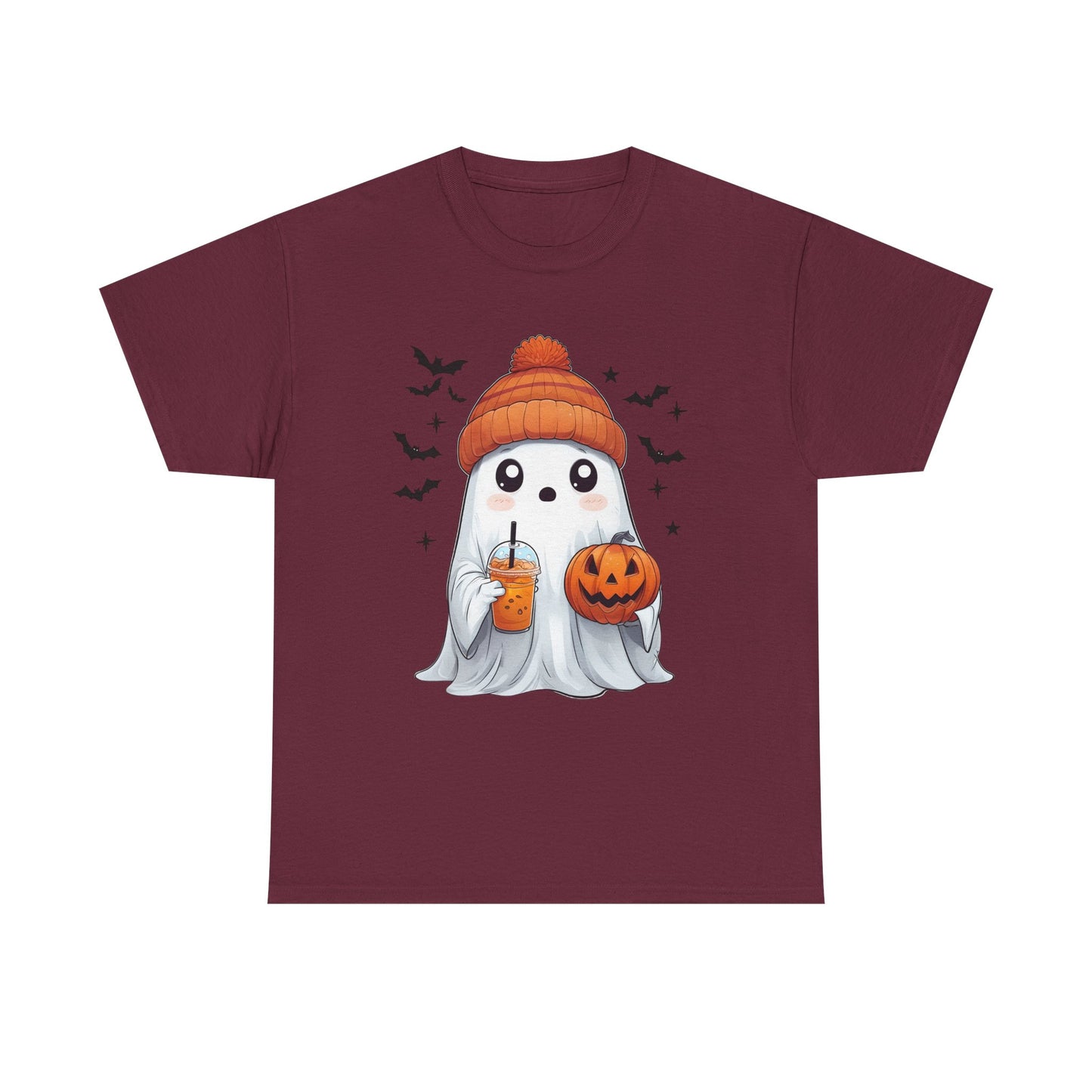 Halloween Ghost Unisex Heavy Cotton Tee, Cute Ghost Shirt, Fall Fashion, Halloween Costume, Spooky Season Apparel, Pumpkin Tee