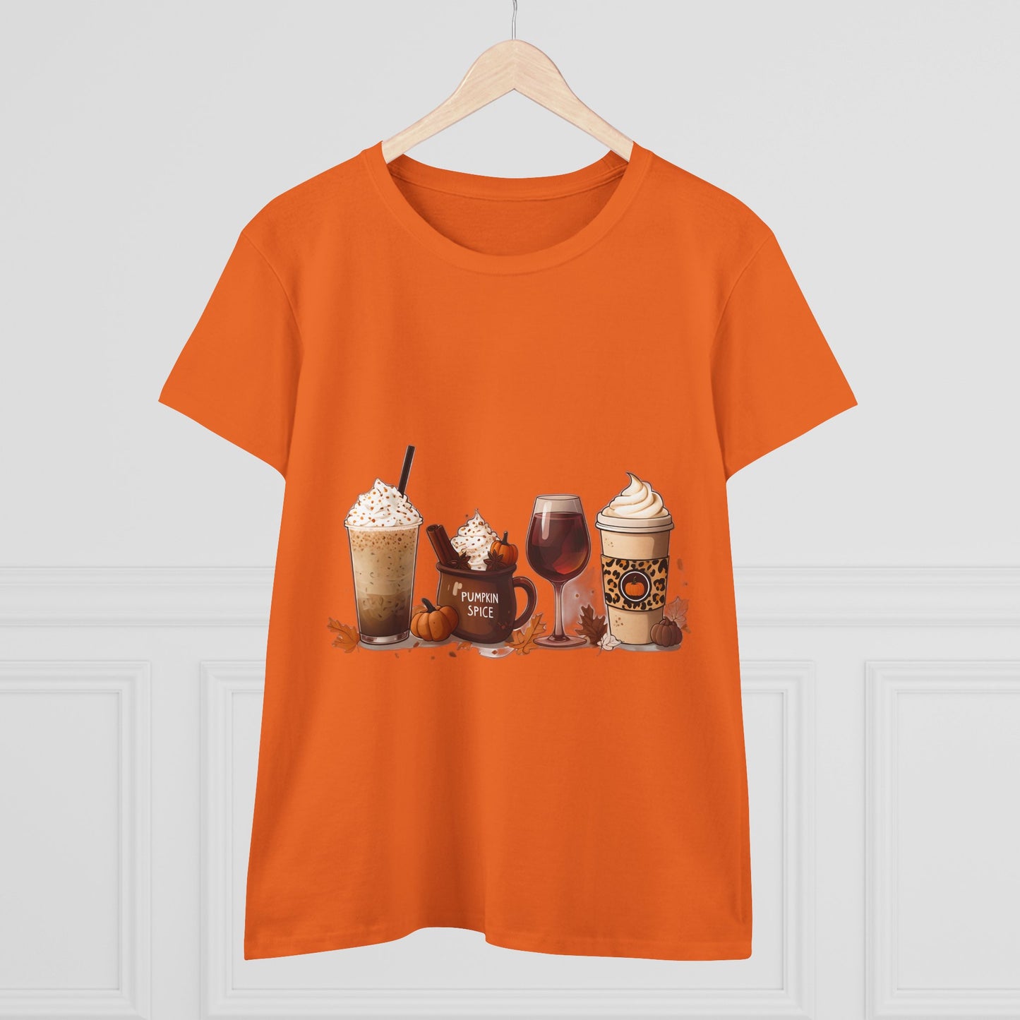 Autumnal Coffee-Themed Women's T-Shirt, Cozy Fall Tee, Pumpkin Spice Lovers Gift, Casual Everyday Wear, Thanksgiving Top