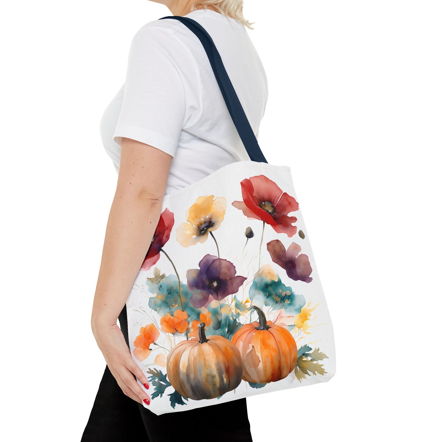 Autumn Floral Tote Bag, Fall Shopper, Flower Gift Bag, Eco-Friendly Carryall, Seasonal Market Tote - Perfect for Thanksgiving & Everyday Use