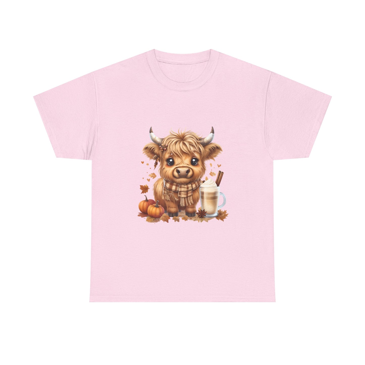 Cute Fall Harvest Cow Tee, Unisex Heavy Cotton T-Shirt, Autumn Shirt, Halloween Gift, Farm Animal Top, Cozy Seasonal Apparel