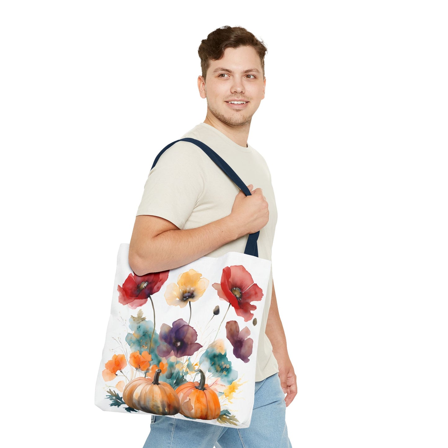 Autumn Floral Tote Bag, Fall Shopper, Flower Gift Bag, Eco-Friendly Carryall, Seasonal Market Tote - Perfect for Thanksgiving & Everyday Use