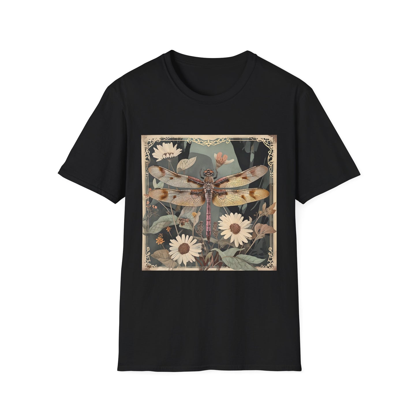 Nature-Inspired Unisex T-Shirt, Vintage Dragonfly & Floral Design, Eco-Friendly Gift, Boho Style, Perfect for Nature Lovers