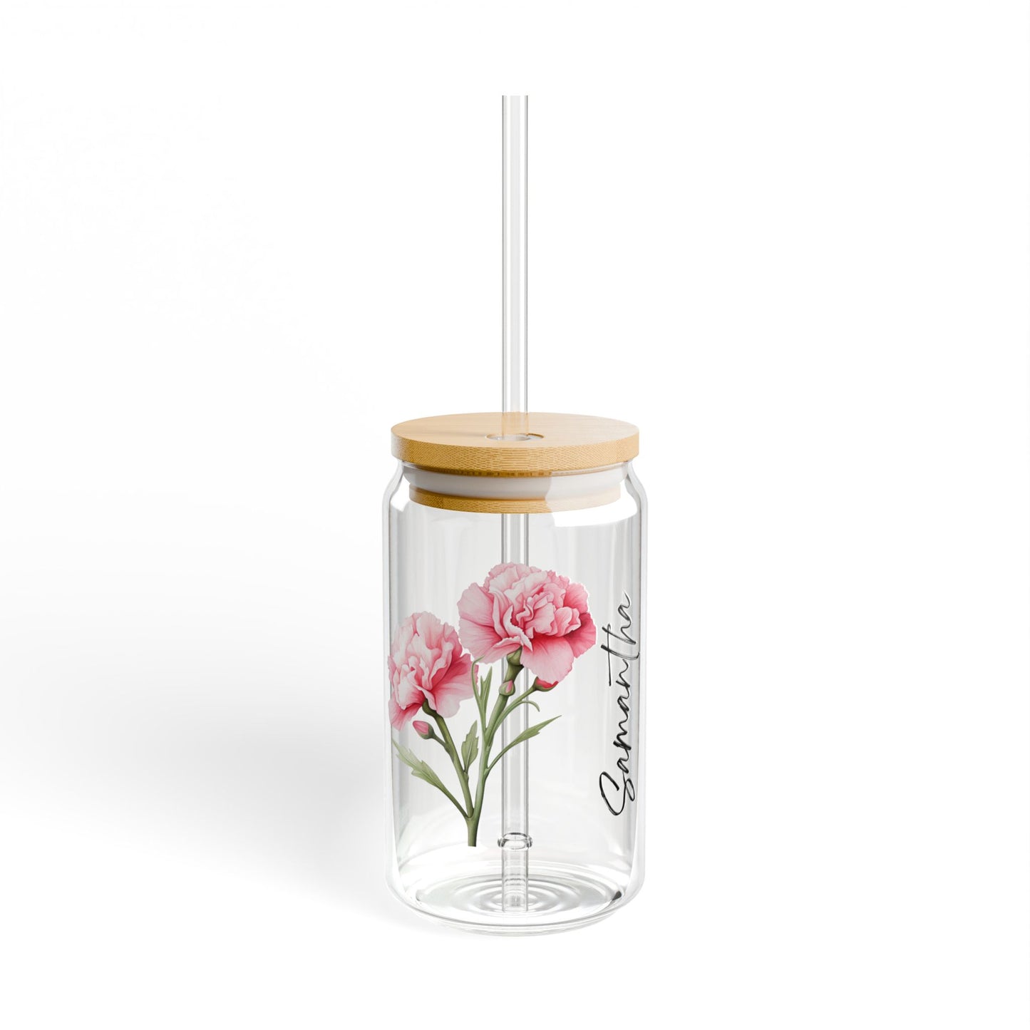 Personalized Birth Flower Sipper Glass