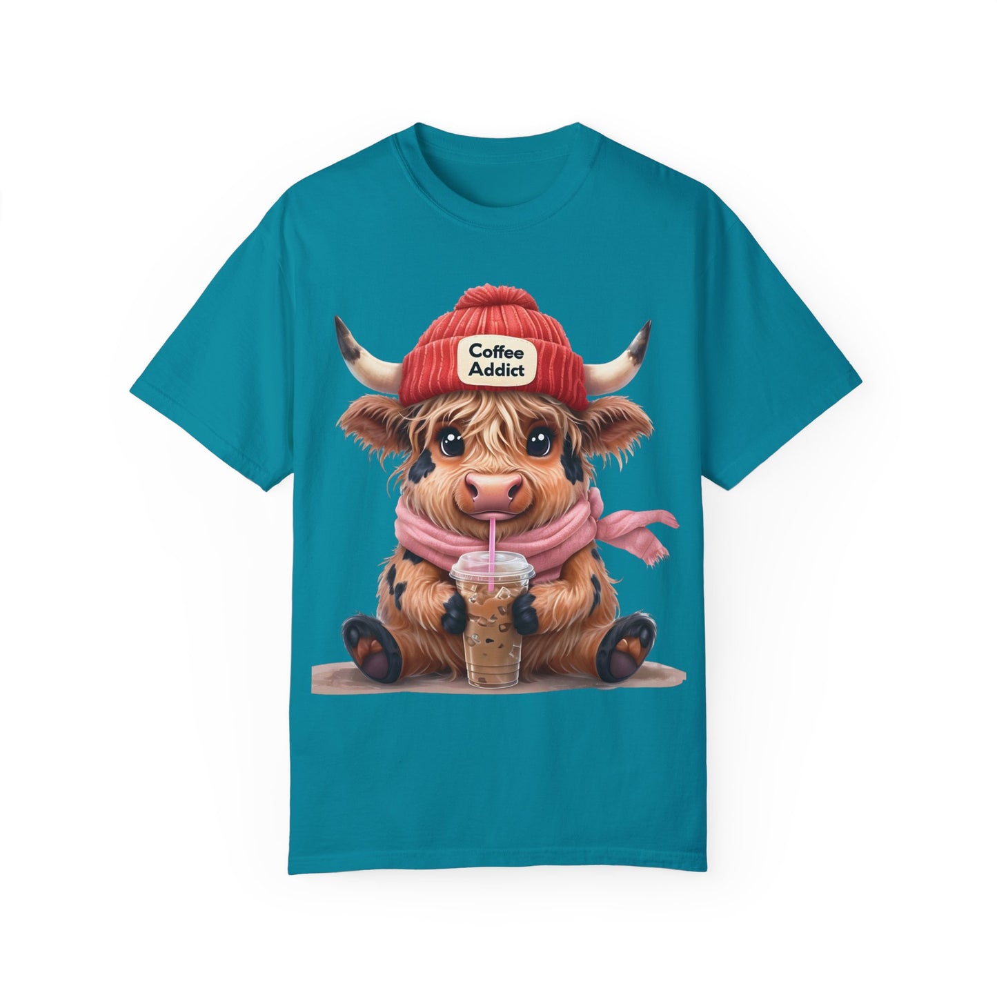 Coffee Addict Highland Cow T-shirt