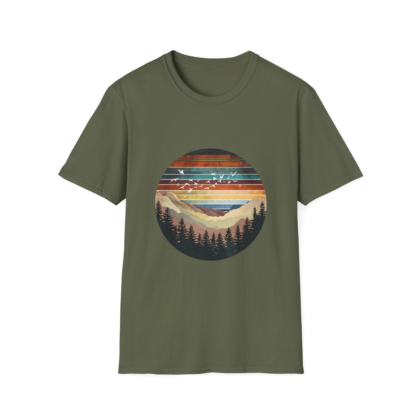 Mountain Sunset Unisex T-Shirt, Nature Lover Gift, Outdoor Adventure Tee, Summer Camp Wear, Eco-friendly Apparel, Travel Shirt