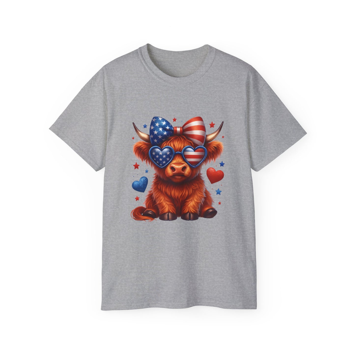 Highland Cow Patriotic Tee