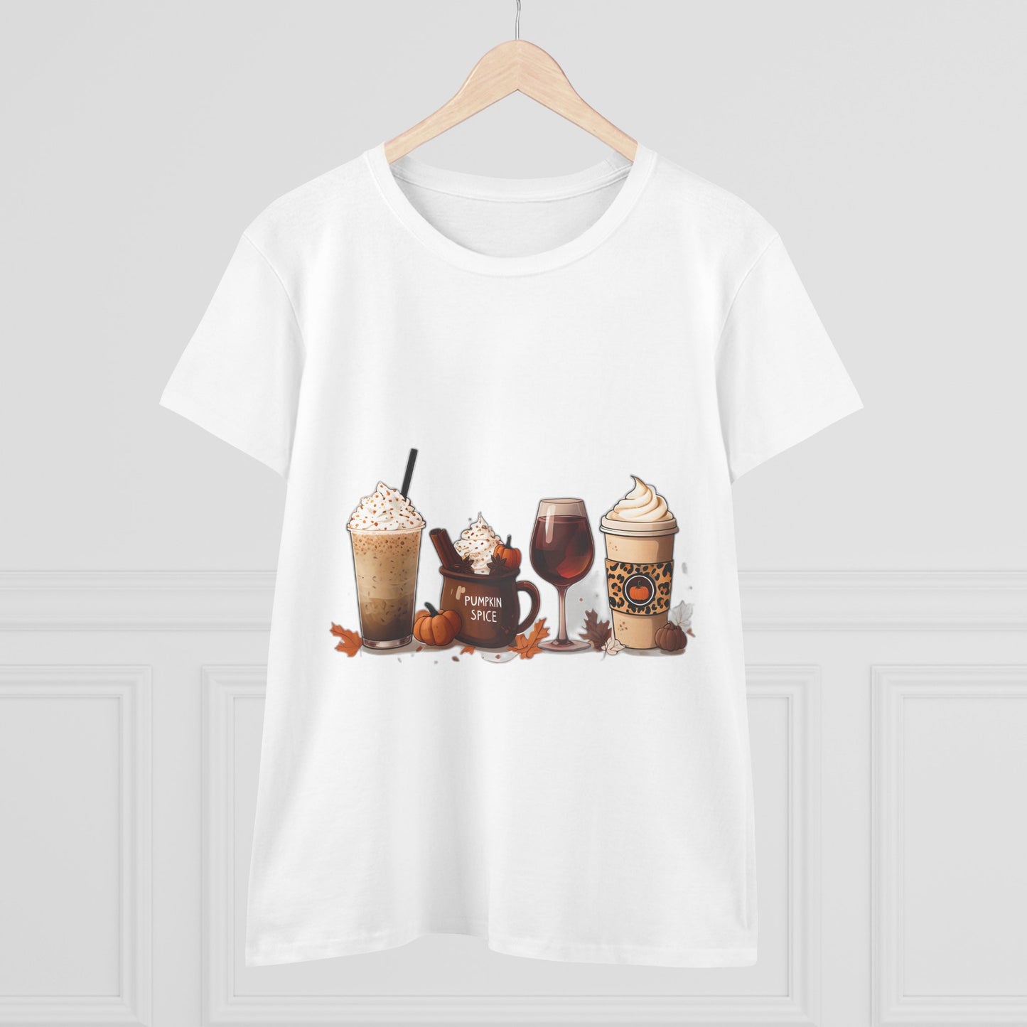 Autumnal Coffee-Themed Women's T-Shirt, Cozy Fall Tee, Pumpkin Spice Lovers Gift, Casual Everyday Wear, Thanksgiving Top