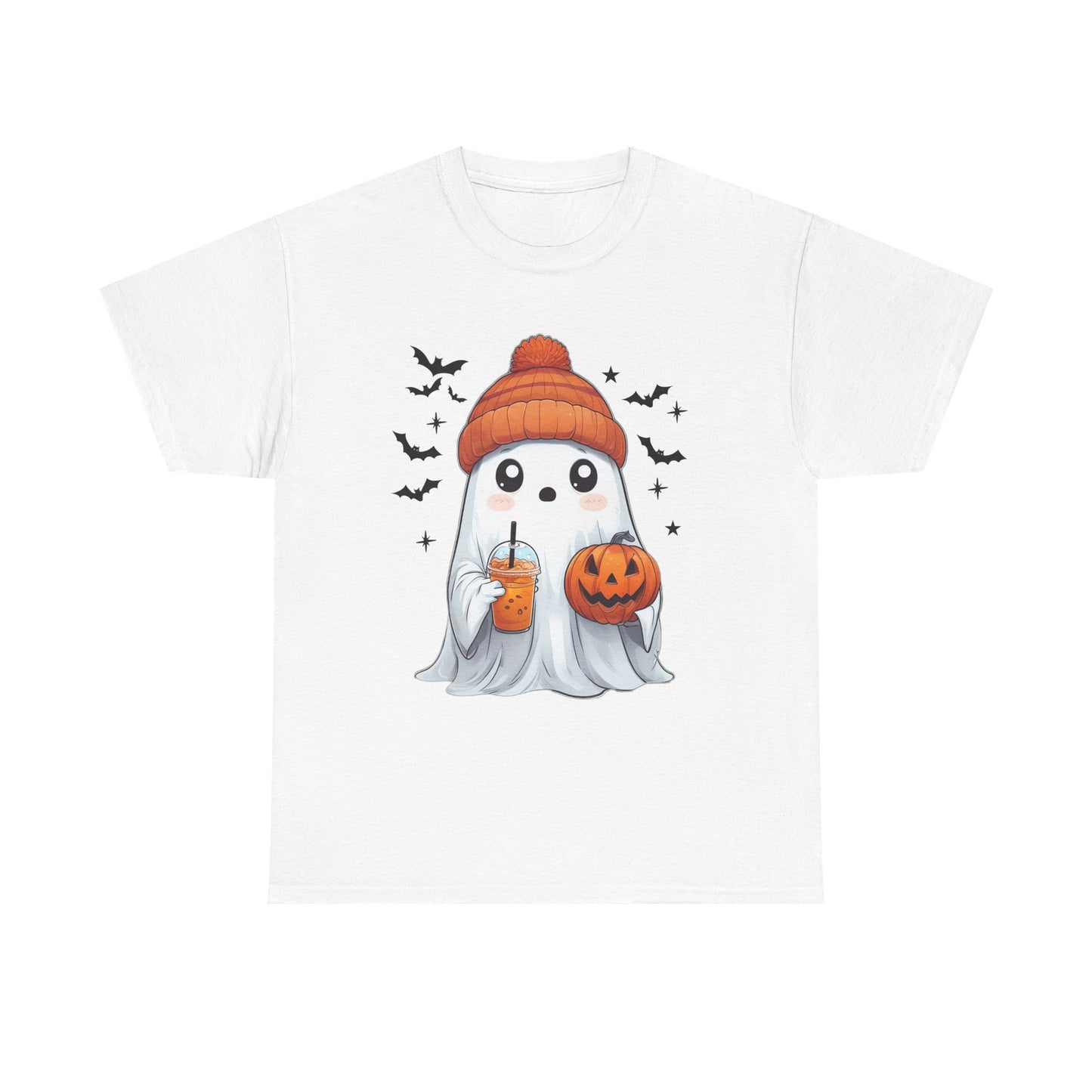 Halloween Ghost Unisex Heavy Cotton Tee, Cute Ghost Shirt, Fall Fashion, Halloween Costume, Spooky Season Apparel, Pumpkin Tee