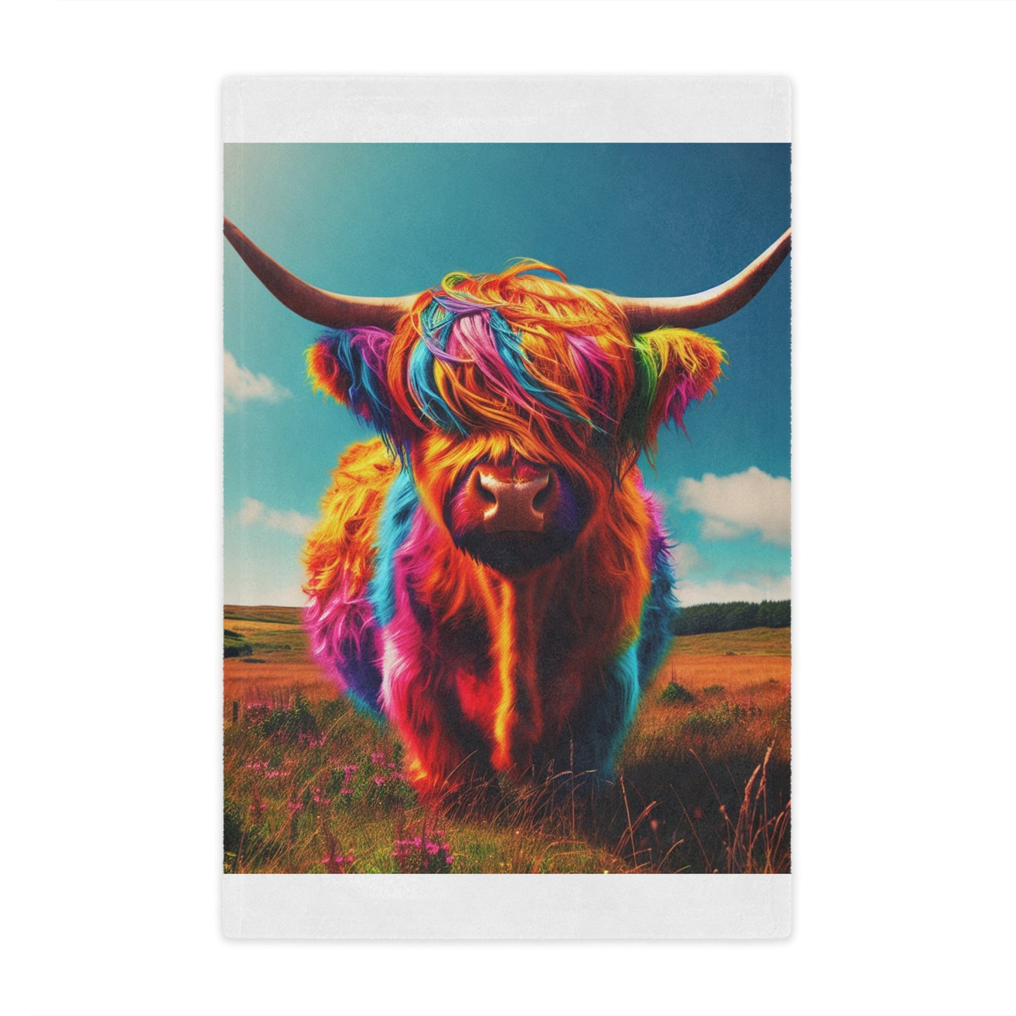Colorful Highland Cow Minky Blanket - Soft Plush Cozy Throw, Unique Cow Lover Gift, Farmhouse Decor, Animal Print Bedding, Winter Gift Idea