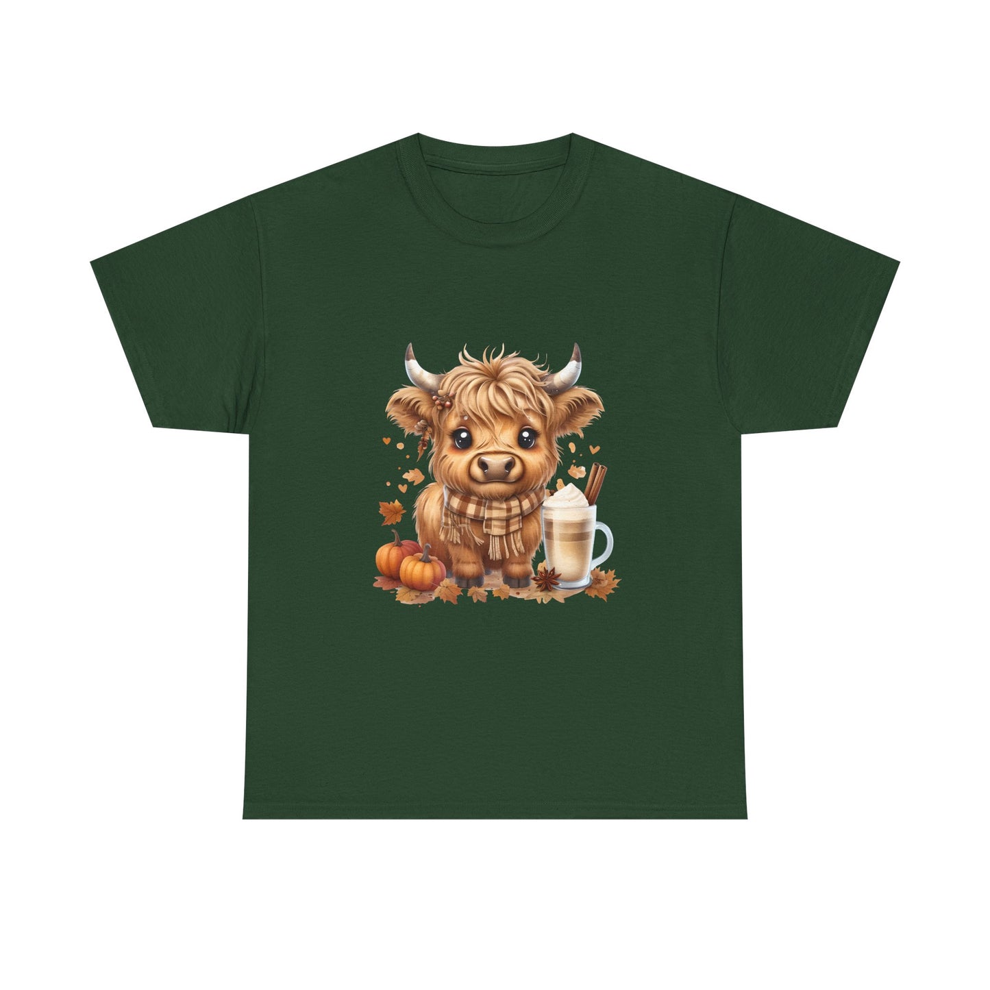 Cute Fall Harvest Cow Tee, Unisex Heavy Cotton T-Shirt, Autumn Shirt, Halloween Gift, Farm Animal Top, Cozy Seasonal Apparel