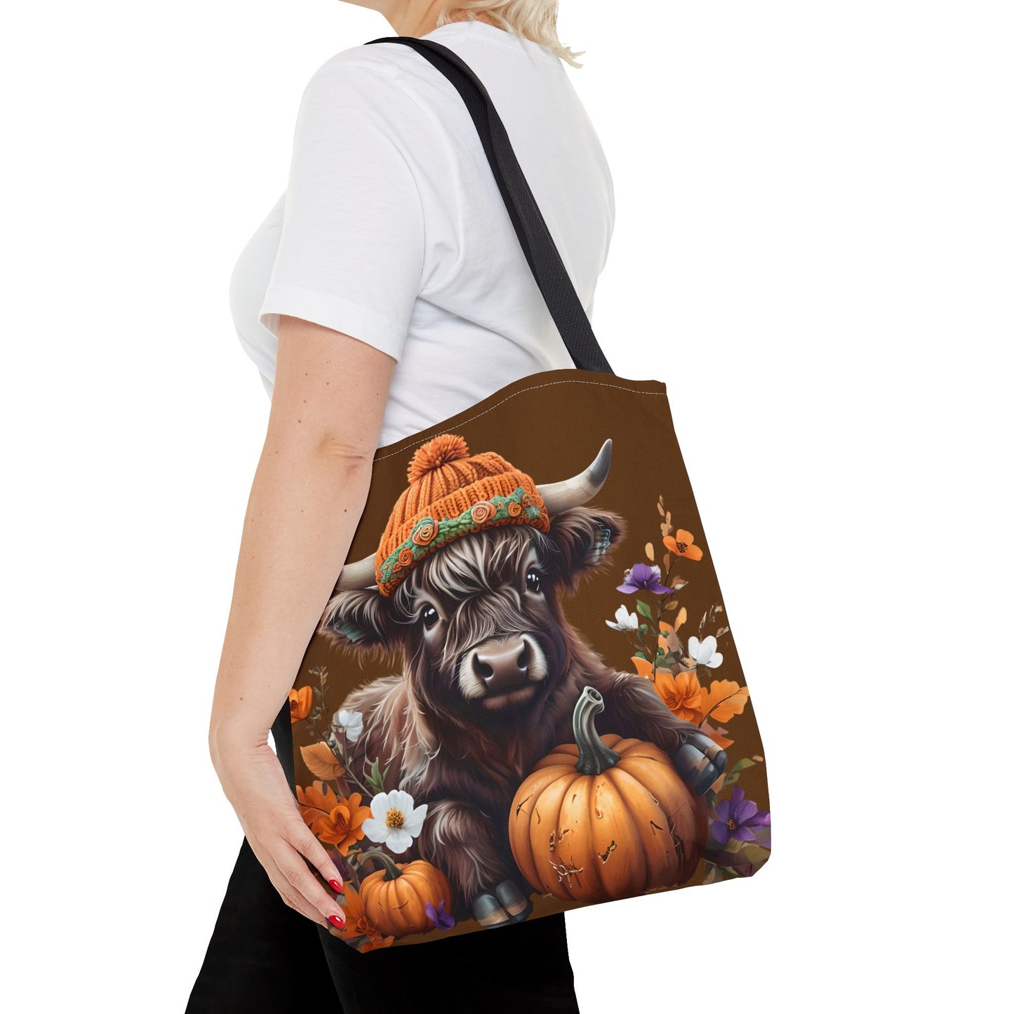 Adorable Cow Pumpkin Tote Bag, Fall Harvest Bag, Animal Lover Gift, Autumn Decor, Festival Essentials, Eco-Friendly Shopping