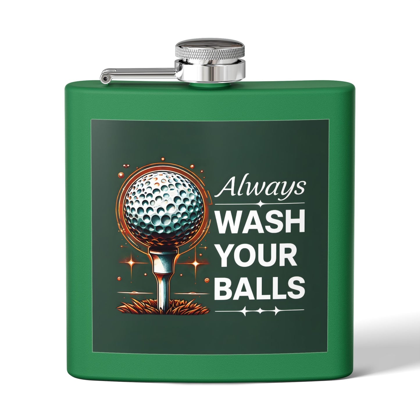 Golf-Inspired Stainless Steel Flask - Always Wash Your Balls