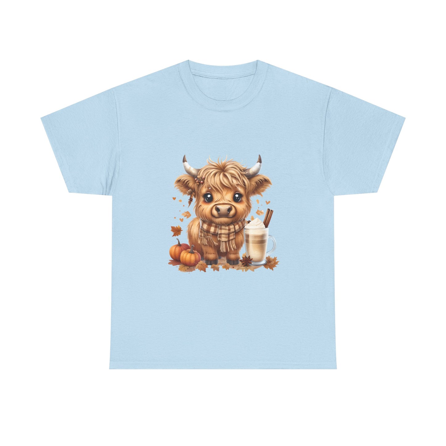 Cute Fall Harvest Cow Tee, Unisex Heavy Cotton T-Shirt, Autumn Shirt, Halloween Gift, Farm Animal Top, Cozy Seasonal Apparel