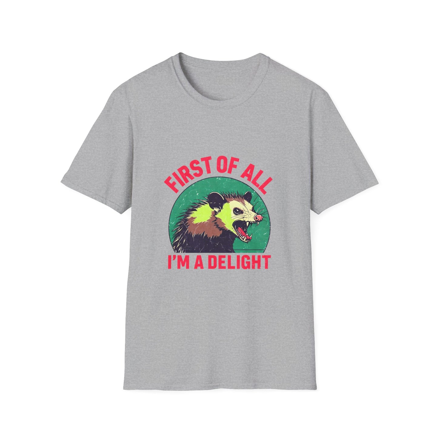 Playful Opossum T-Shirt, Fun Graphic Tee, Funny Animal Shirt, Unisex Softstyle Tee, Unique Gift Idea, Casual Wear