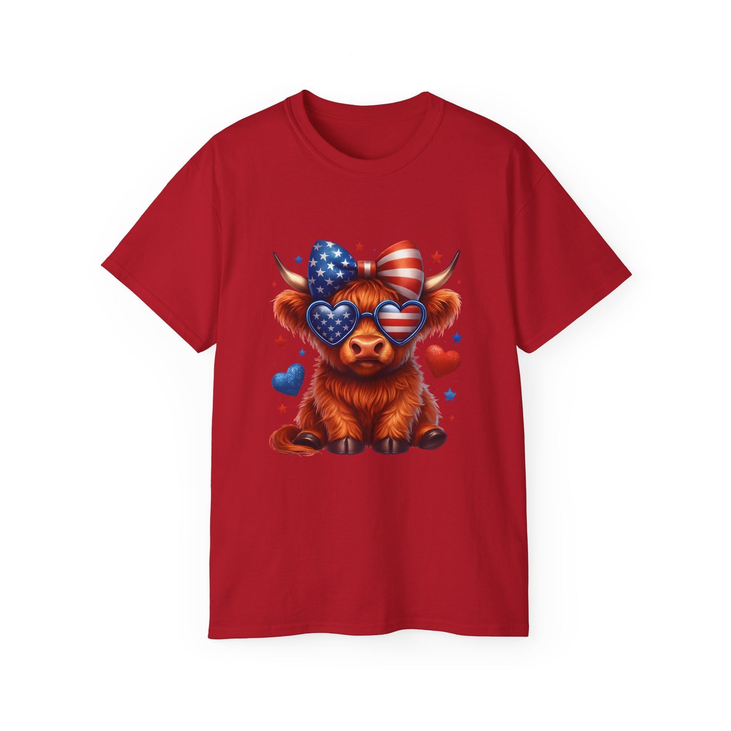 Highland Cow Patriotic Tee