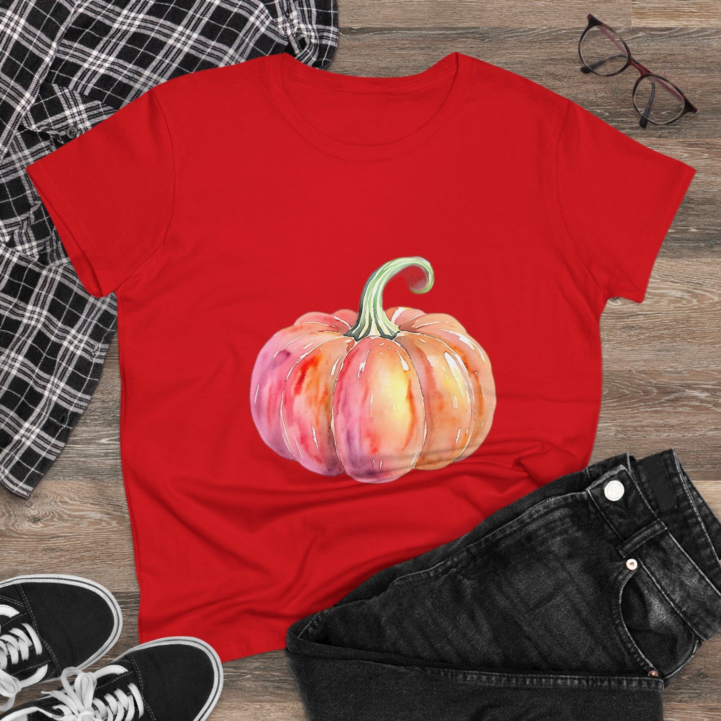 Watercolor Pumpkin Tee, Fall Shirt, Autumn Fashion, Harvest Top, Halloween Outfit, Thanksgiving Gift