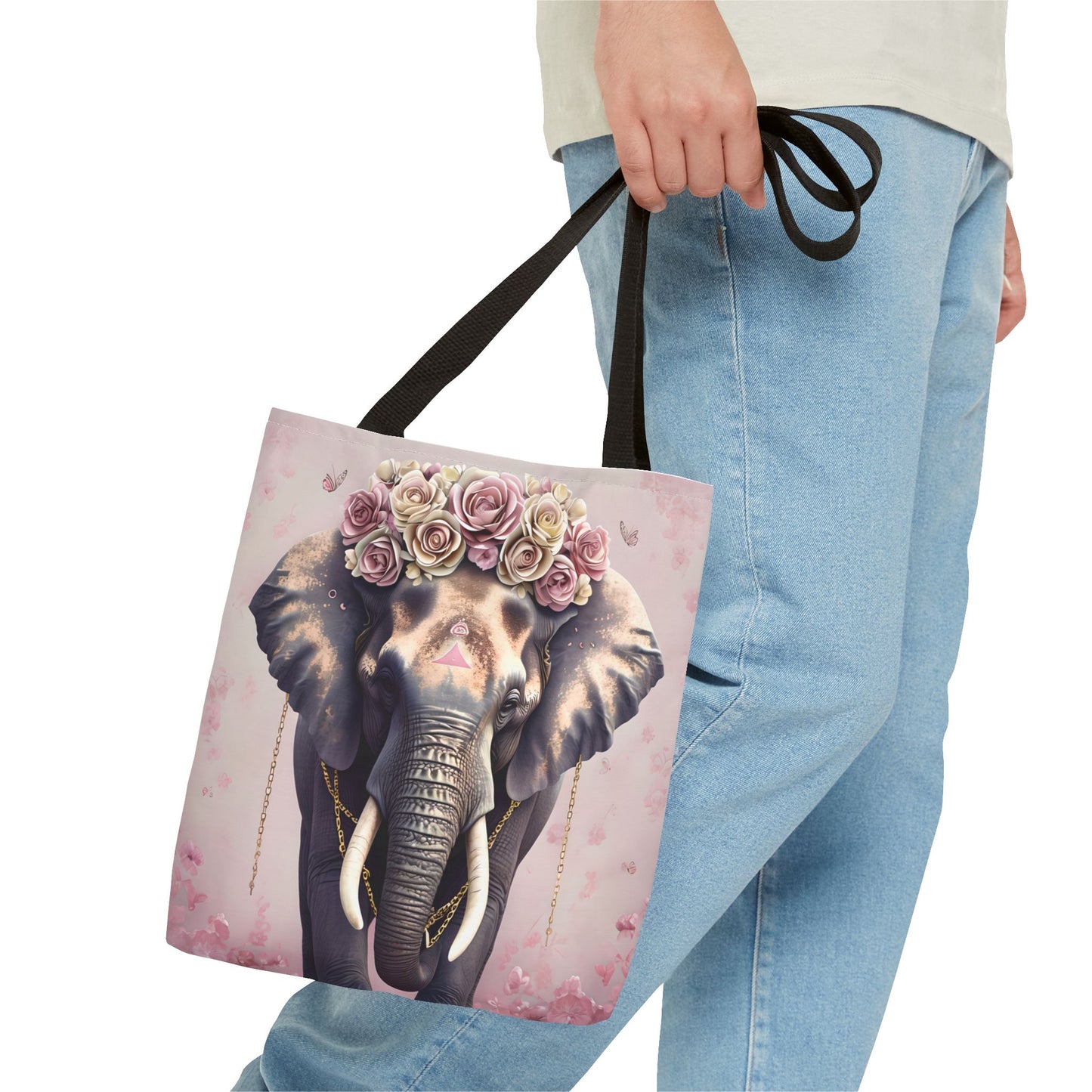 Floral Elephant Tote Bag